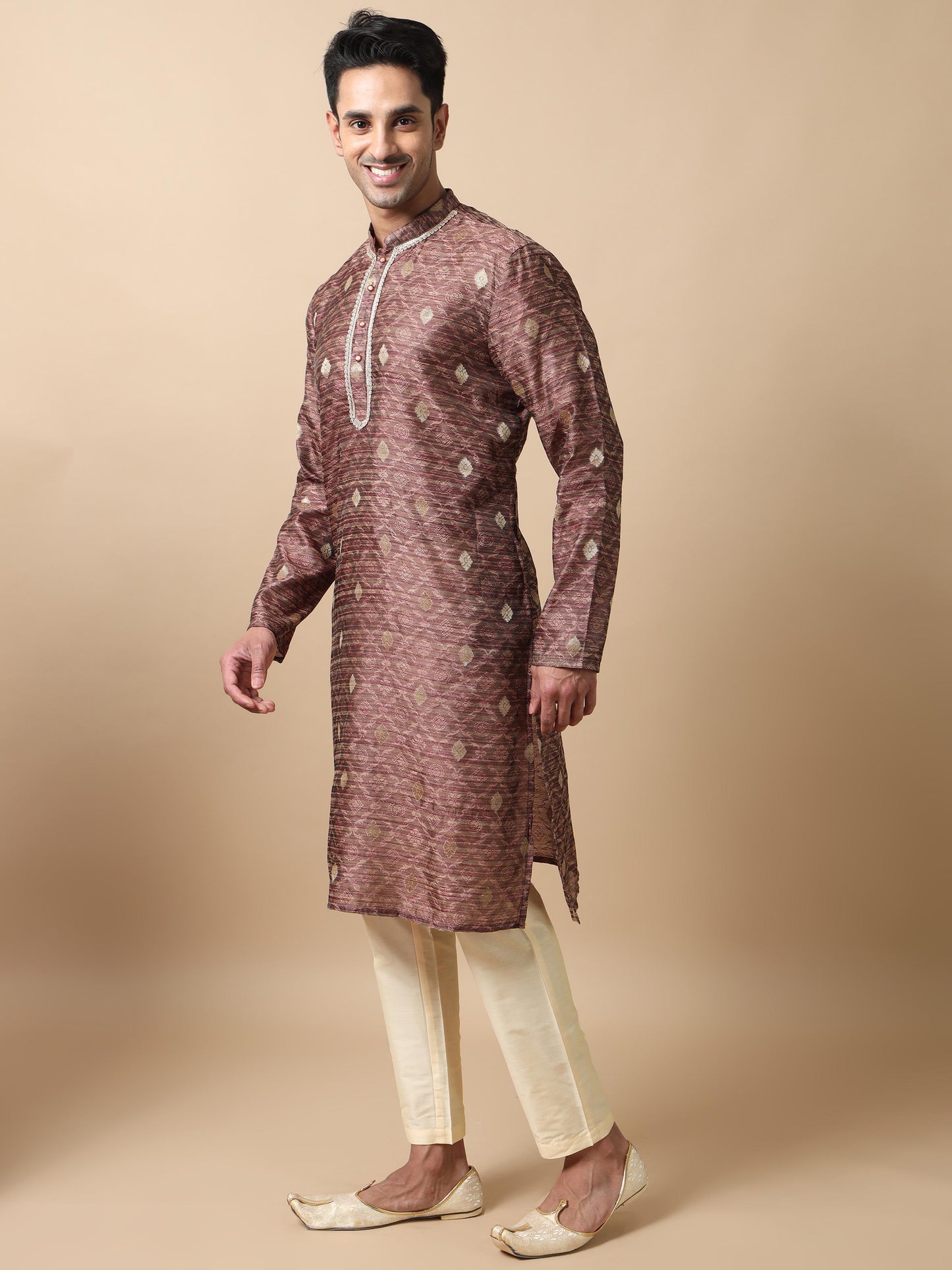 Brick Red banarasi kurta for men