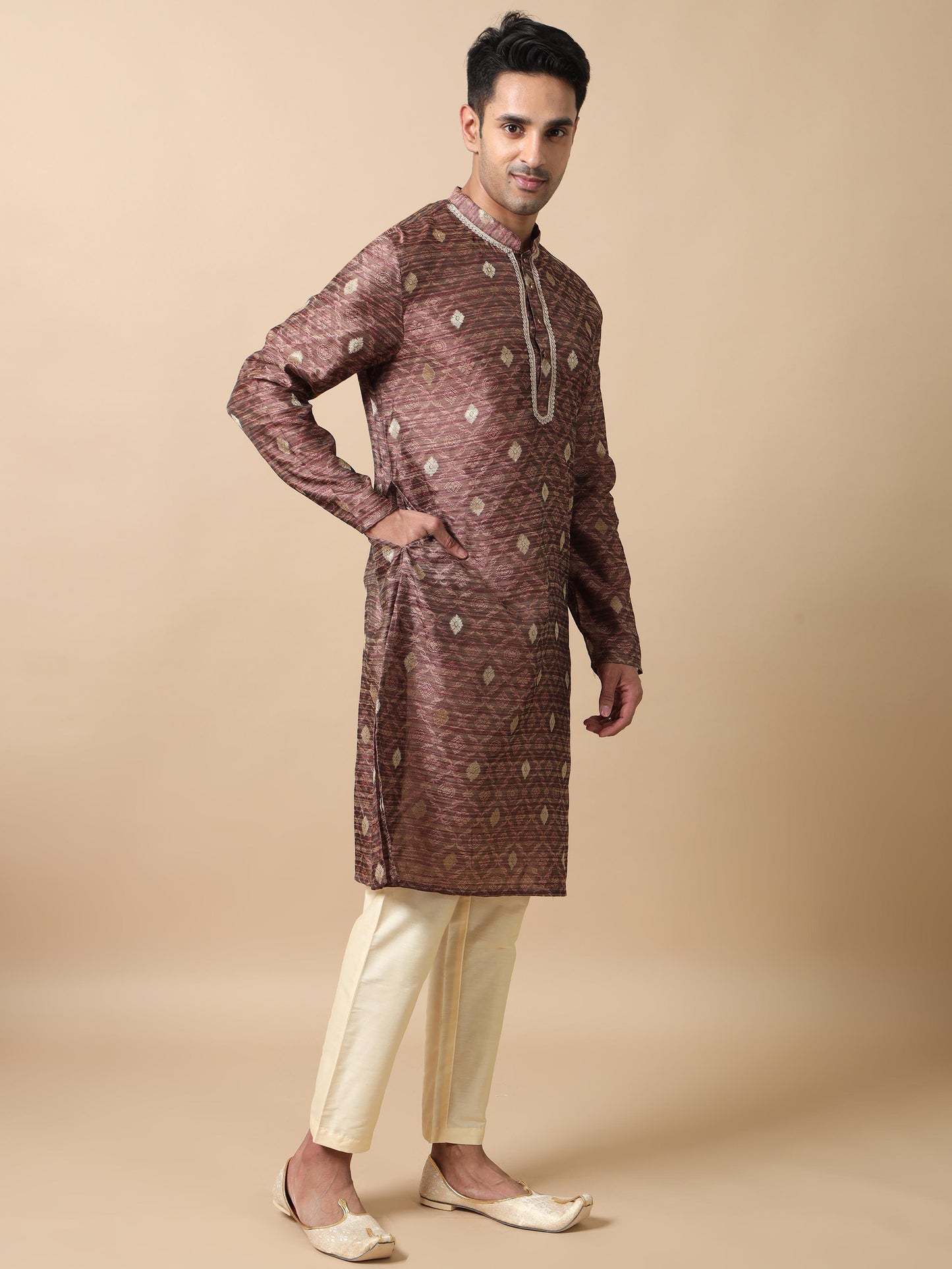 Brick Red banarasi kurta for men