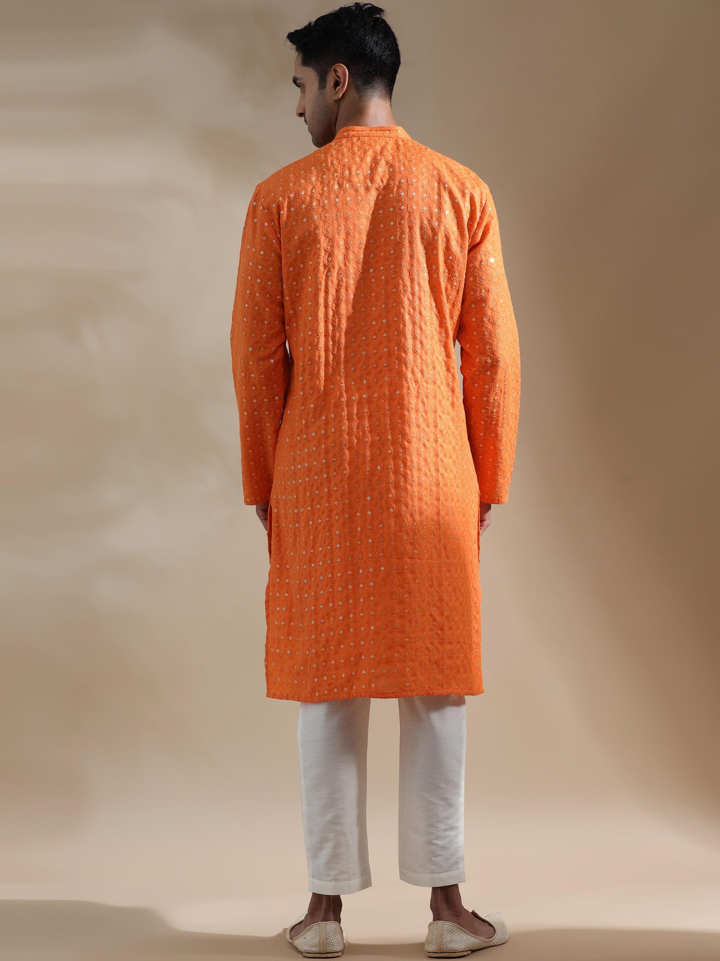 Sunset Orange full sleeve mens kurta