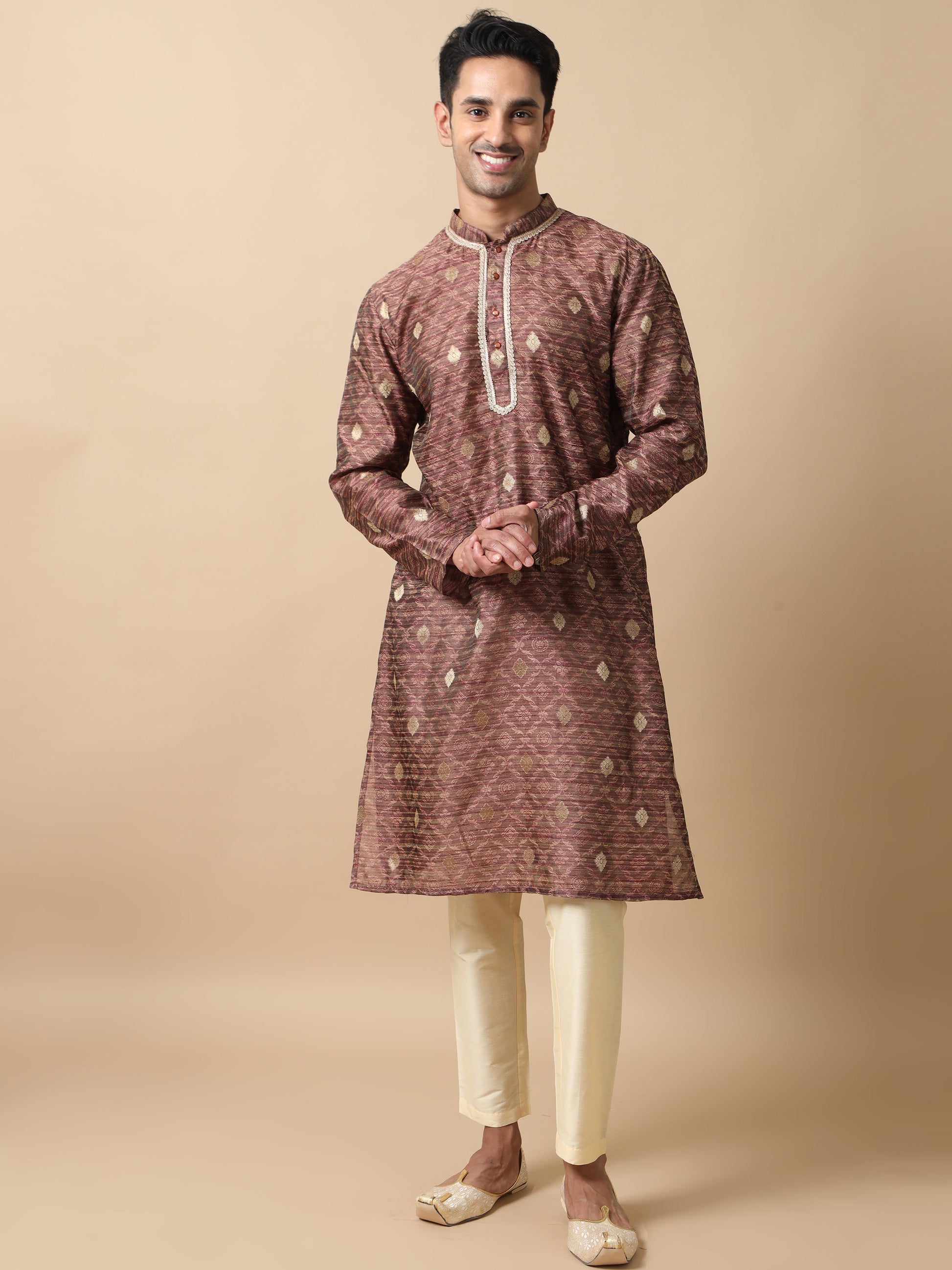 Brick Red banarasi kurta for men