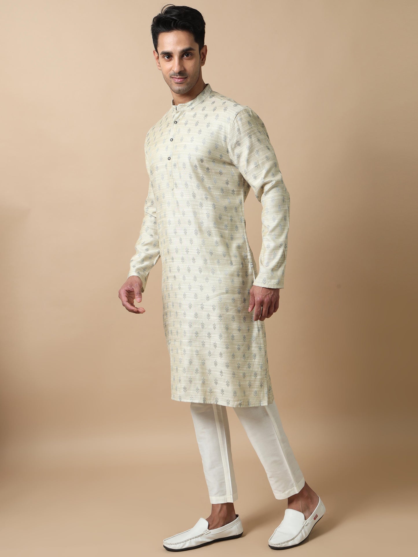 Silver mens banarasi kurta 