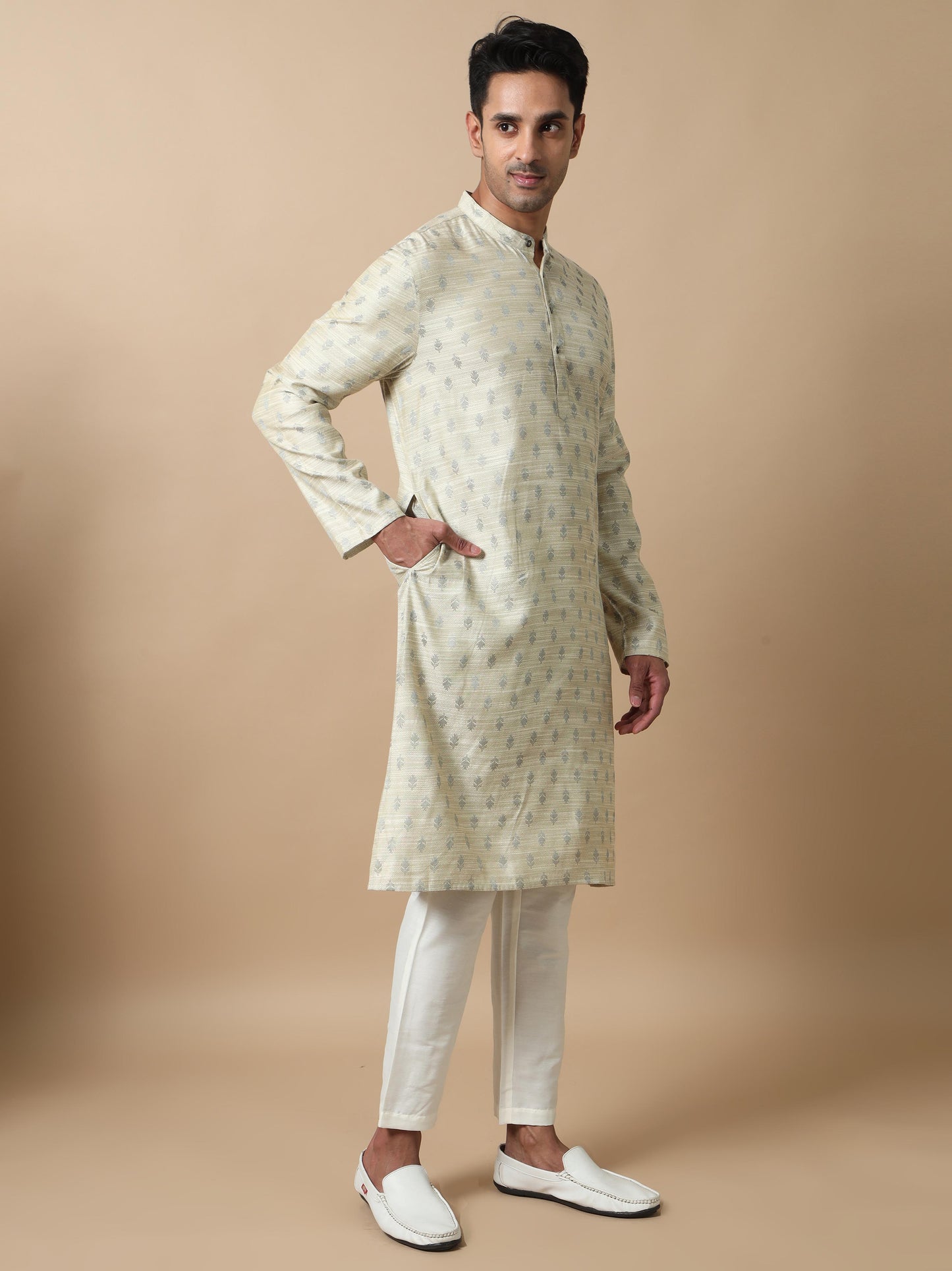 Silver mens banarasi kurta