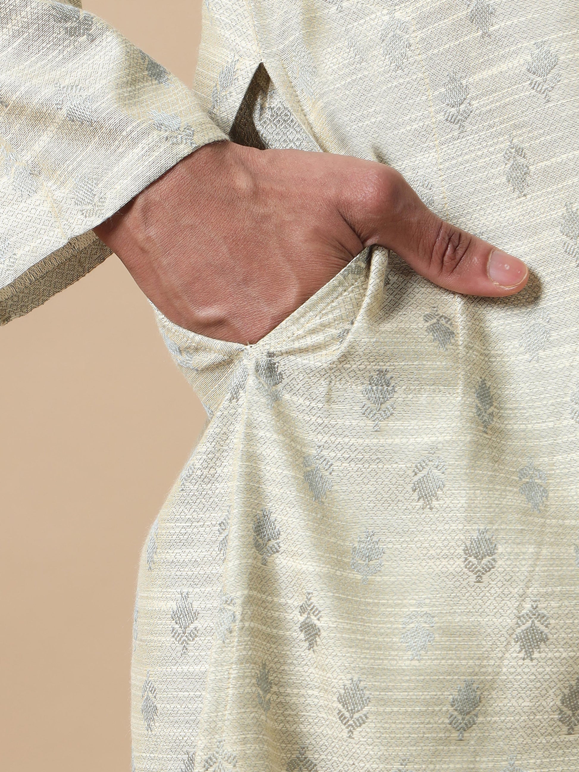 Silver mens banarasi kurta