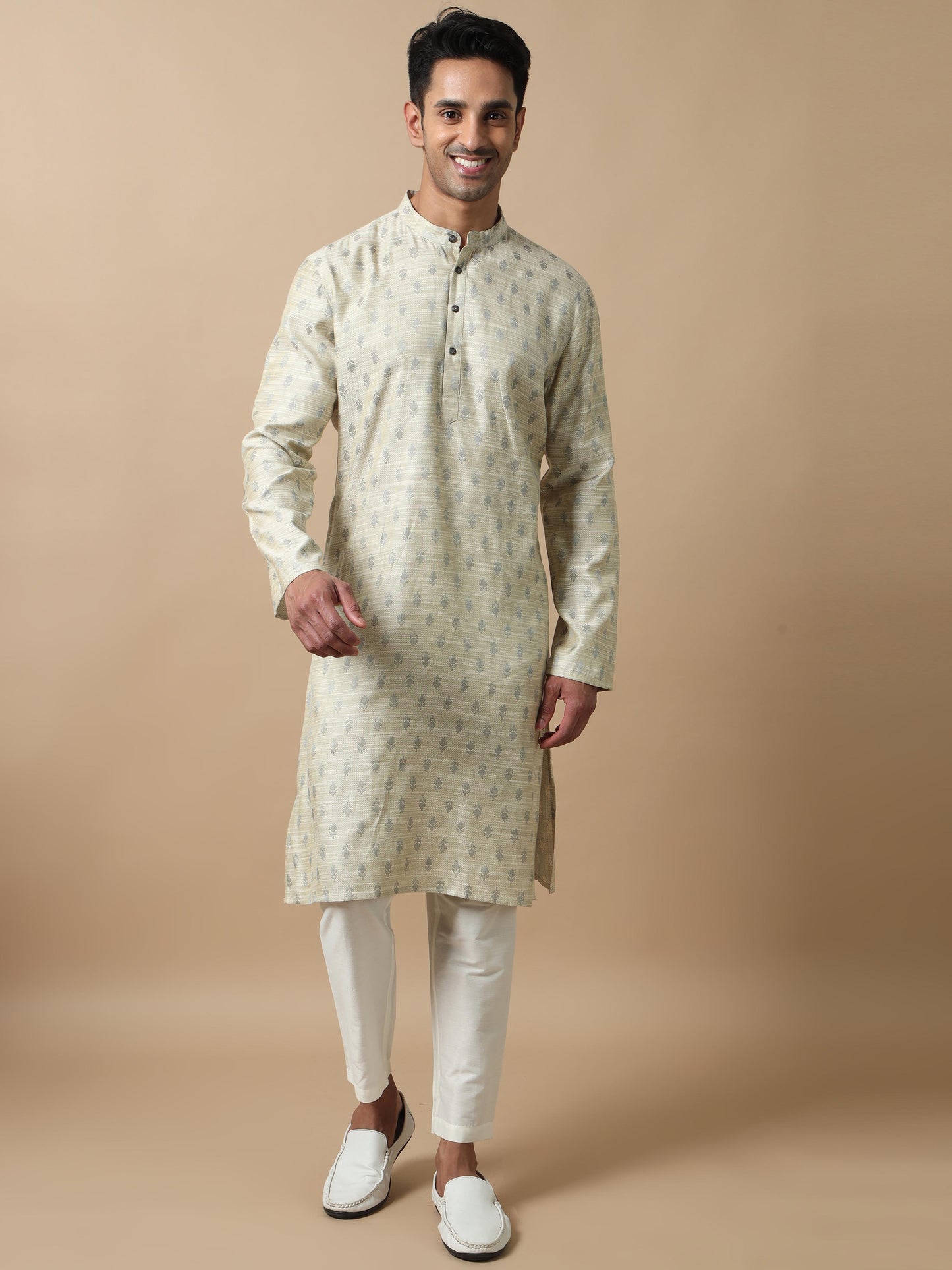 Silver mens banarasi kurta