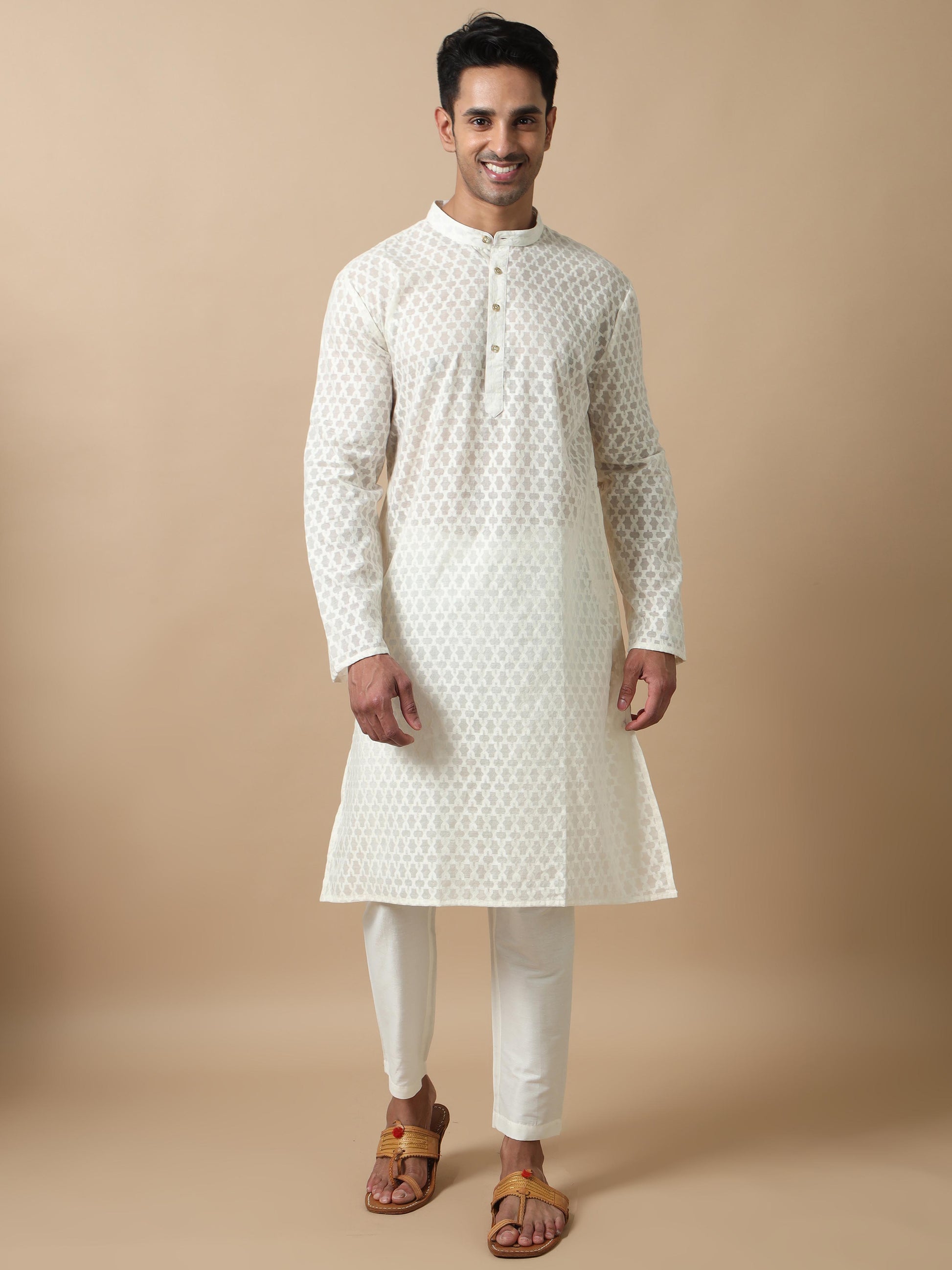 Kora Jaal long kurta for men