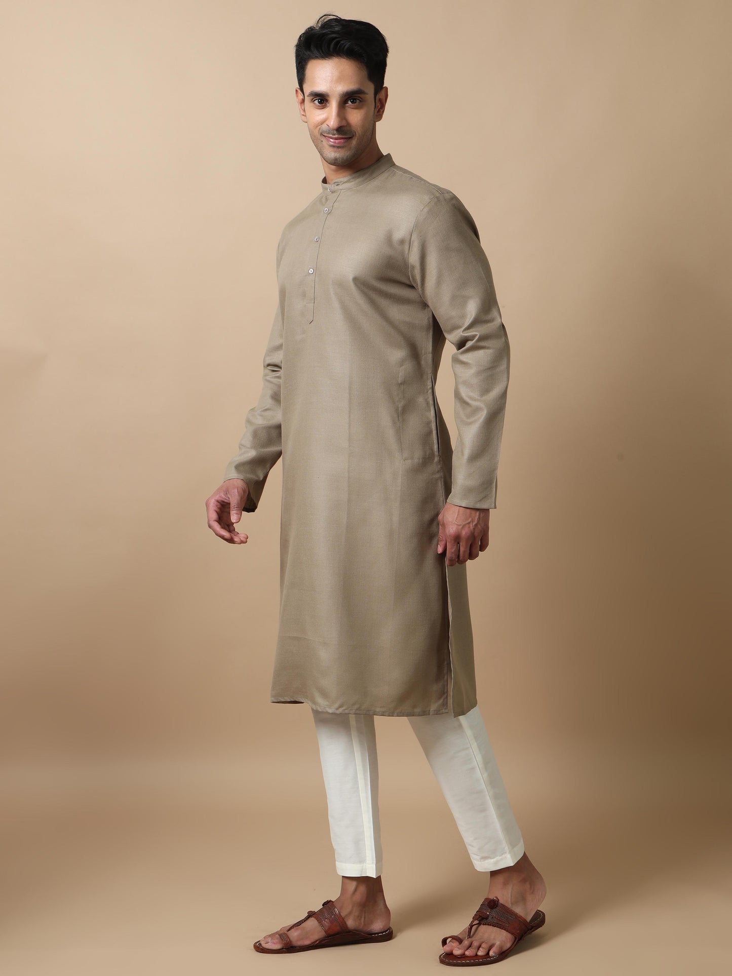 Cement Grey mens long kurta designs