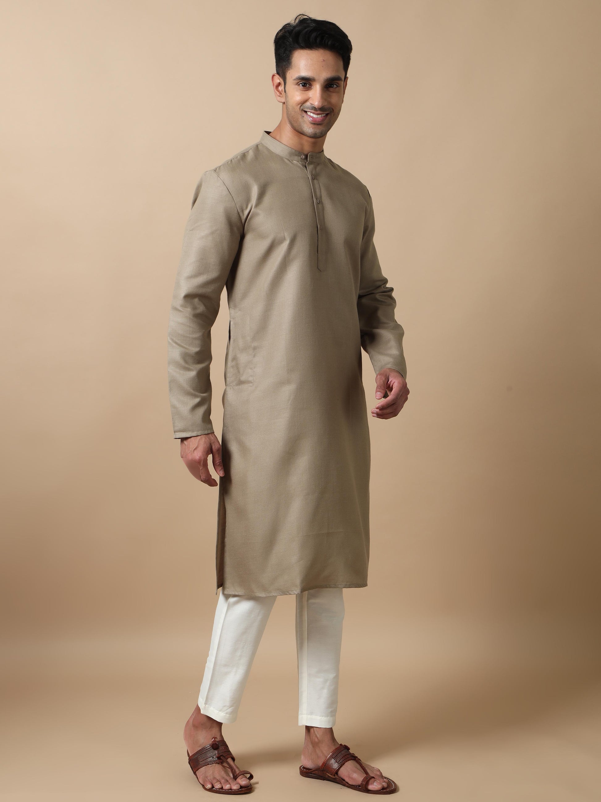 Cement Grey mens long kurta designs