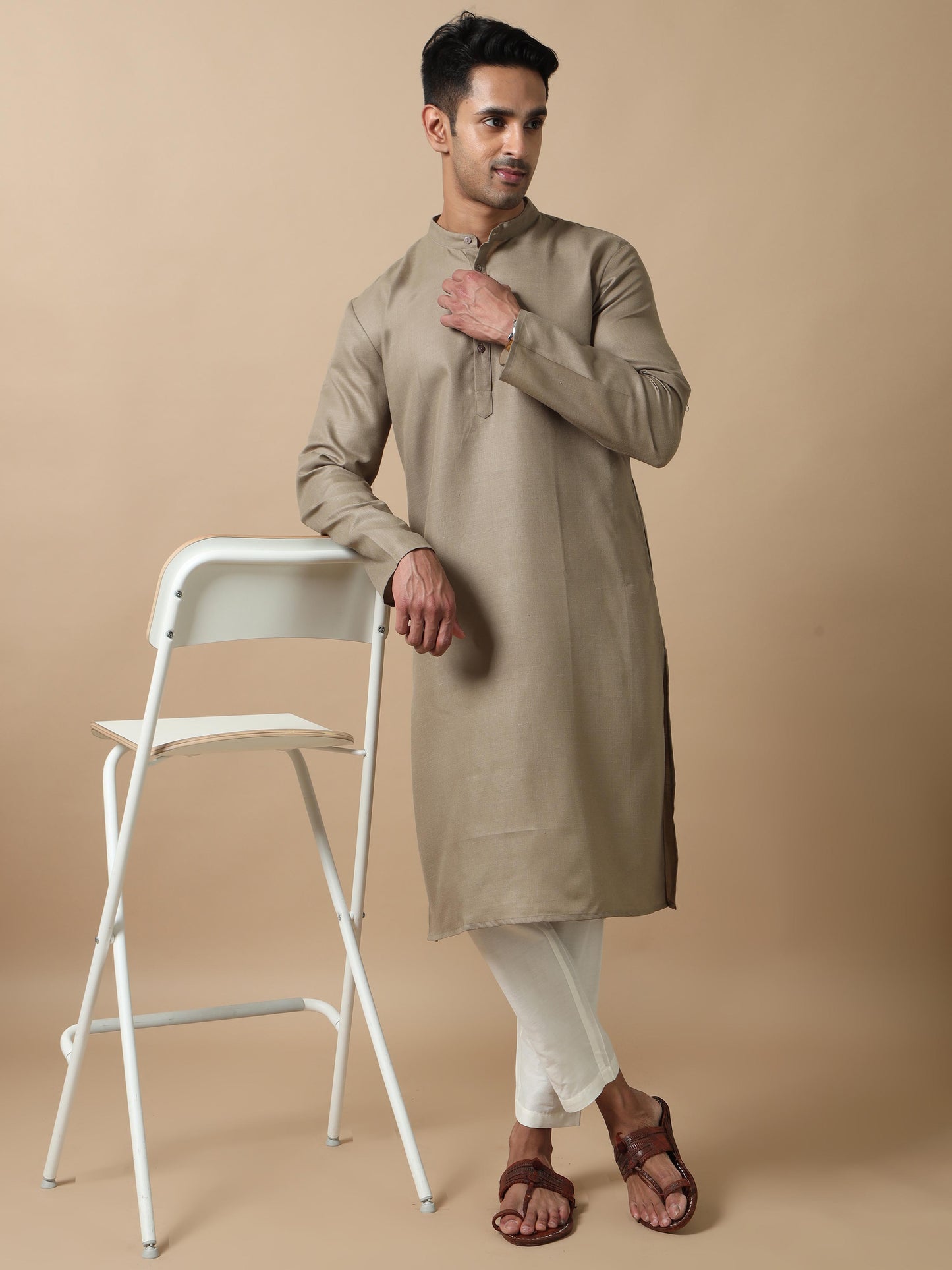 Cement Grey mens long kurta designs