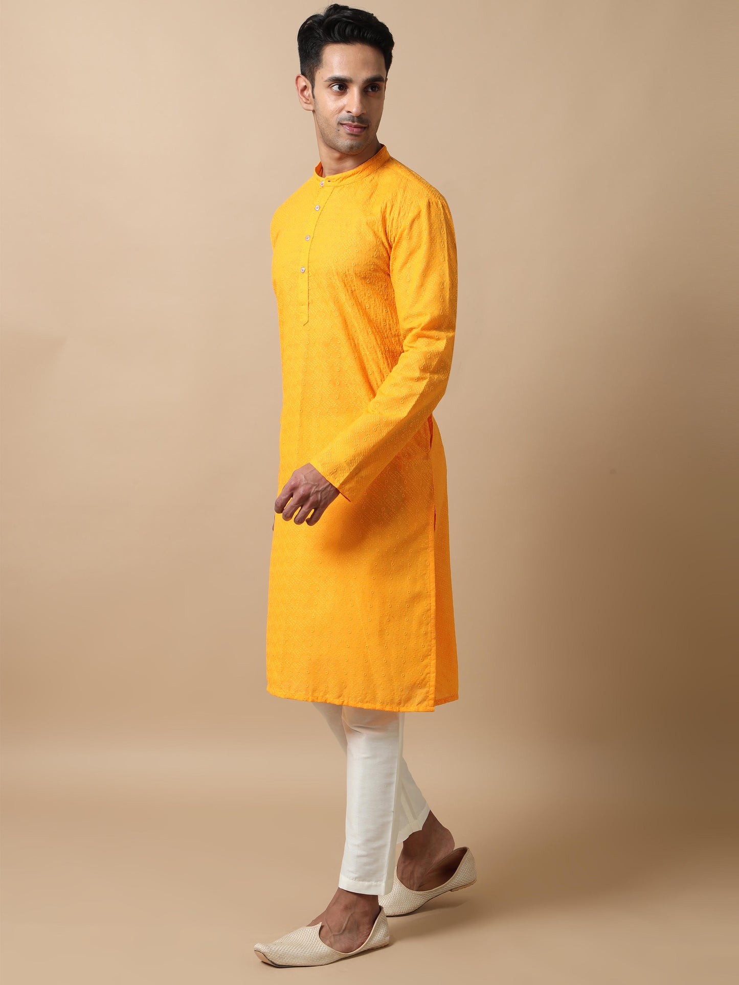 Sunshine Yellow chikankari long kurta