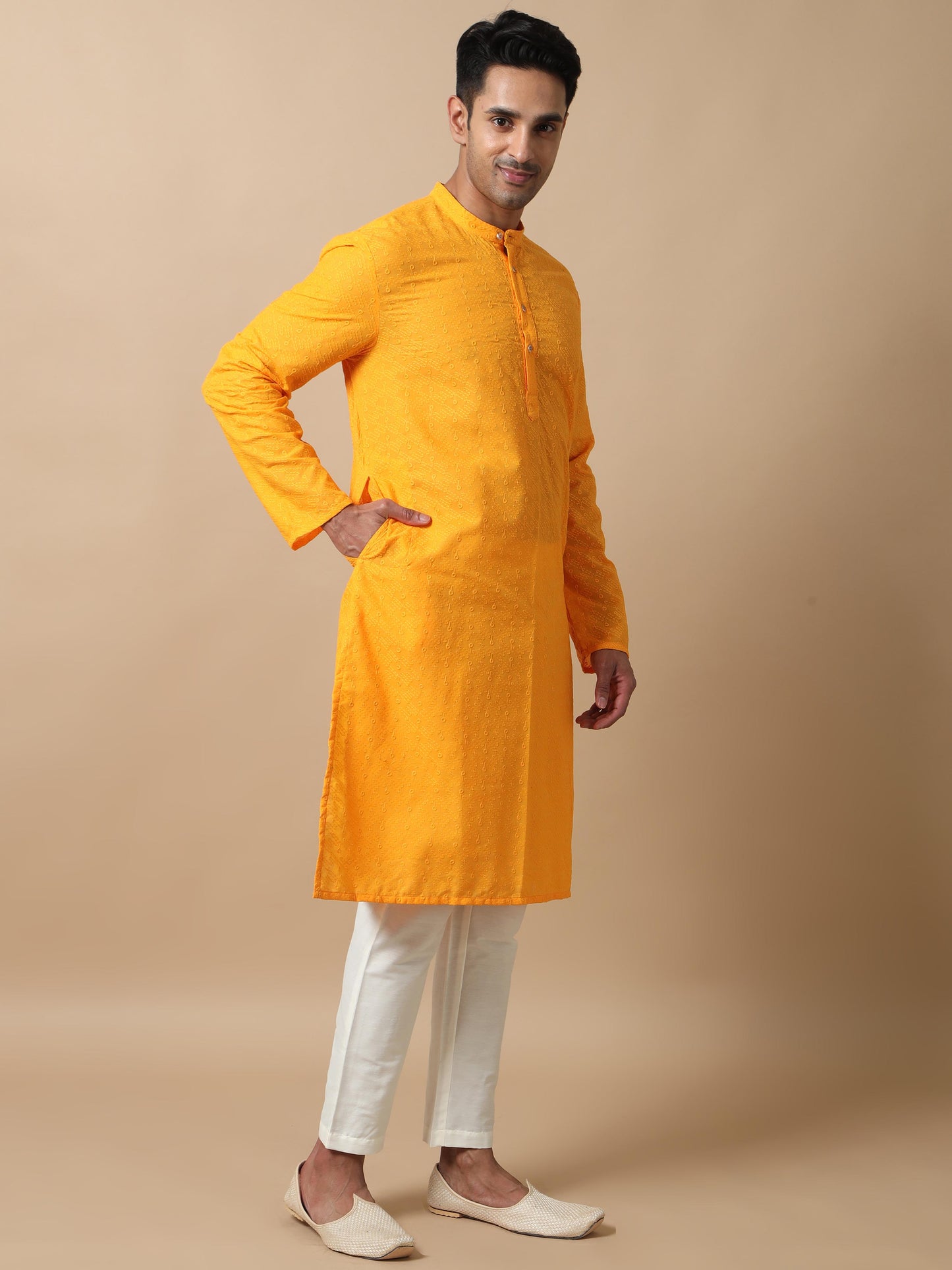 Sunshine Yellow chikankari long kurta