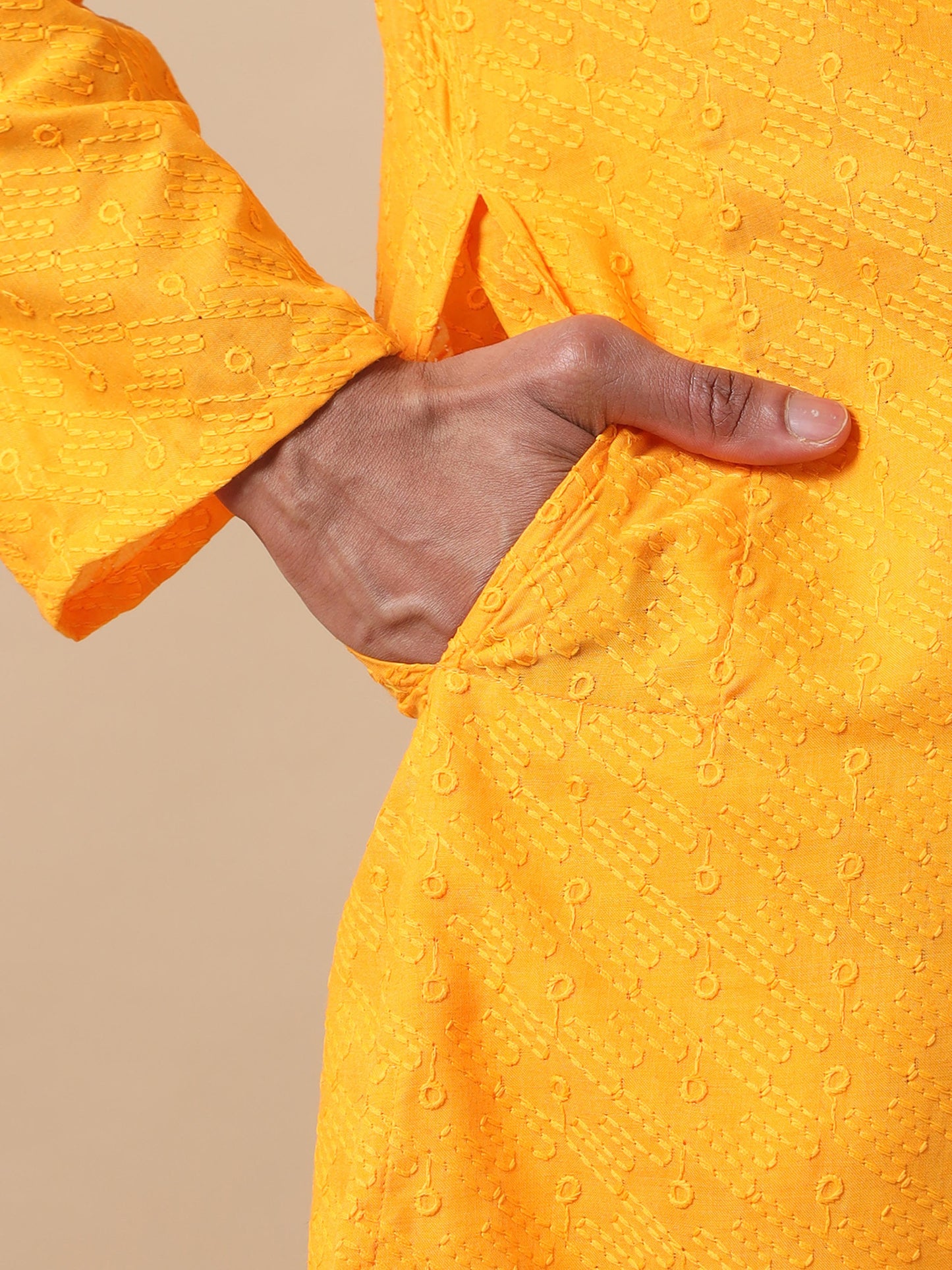 Sunshine Yellow chikankari long kurta