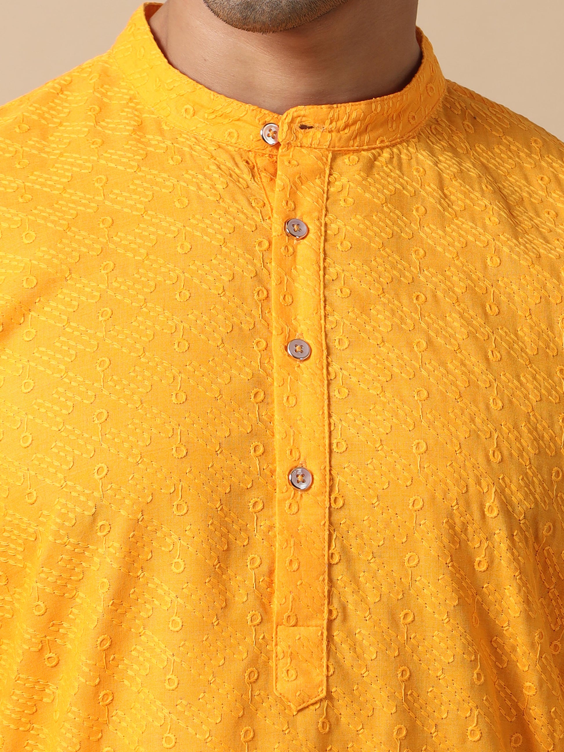 Sunshine Yellow chikankari long kurta