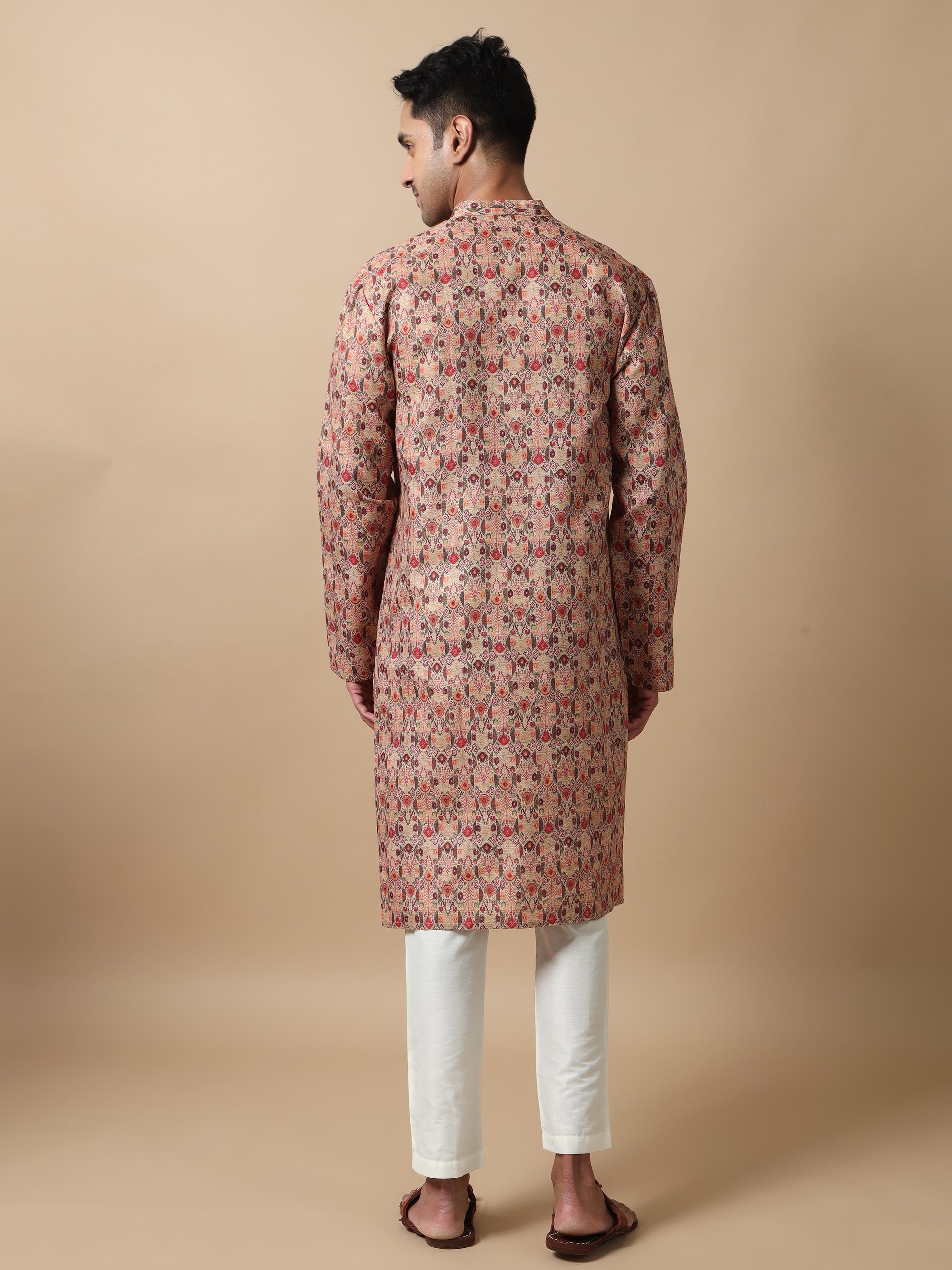 Printed Multicoloured long kurta for men