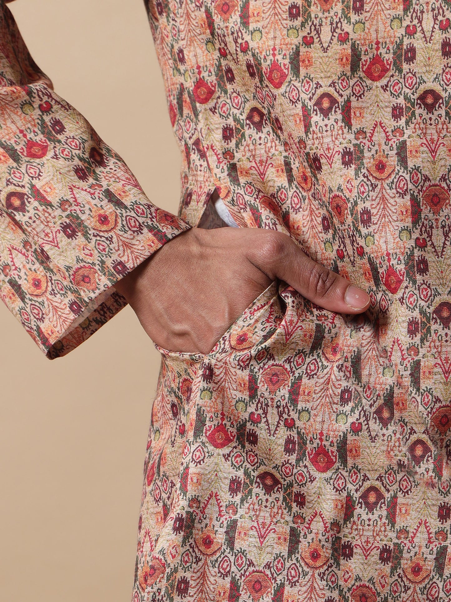 Printed Multicoloured long kurta for men