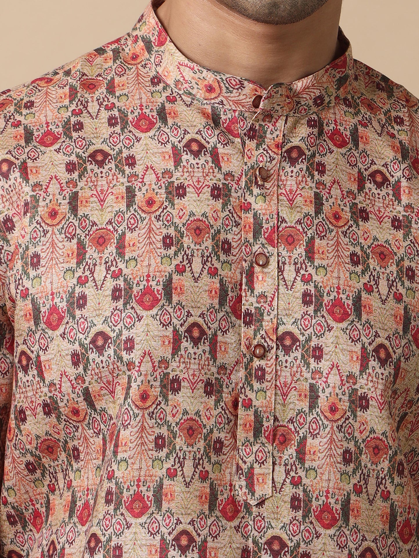 Printed Multicoloured long kurta for men