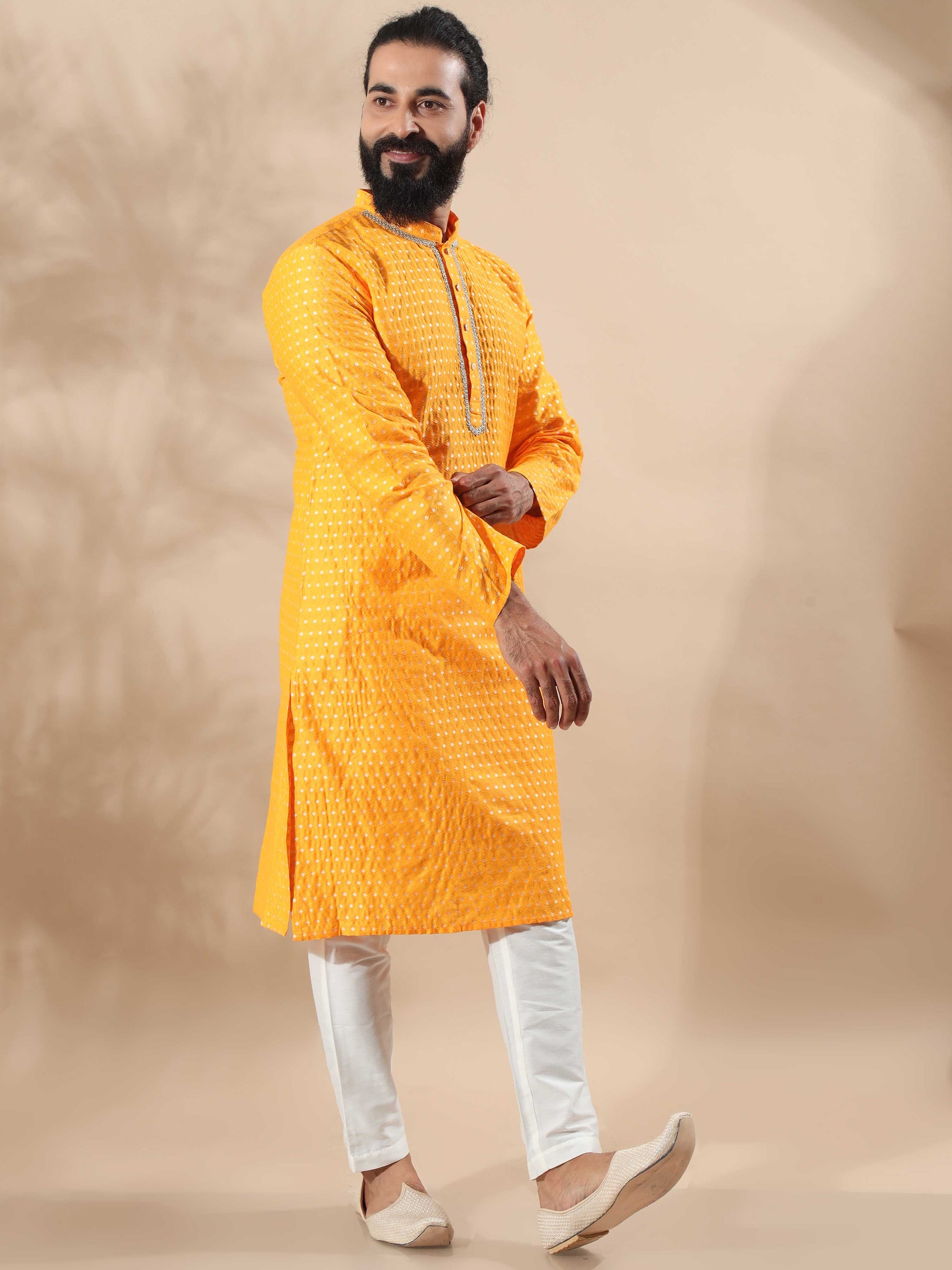 Haldi yellow long kurta for Men