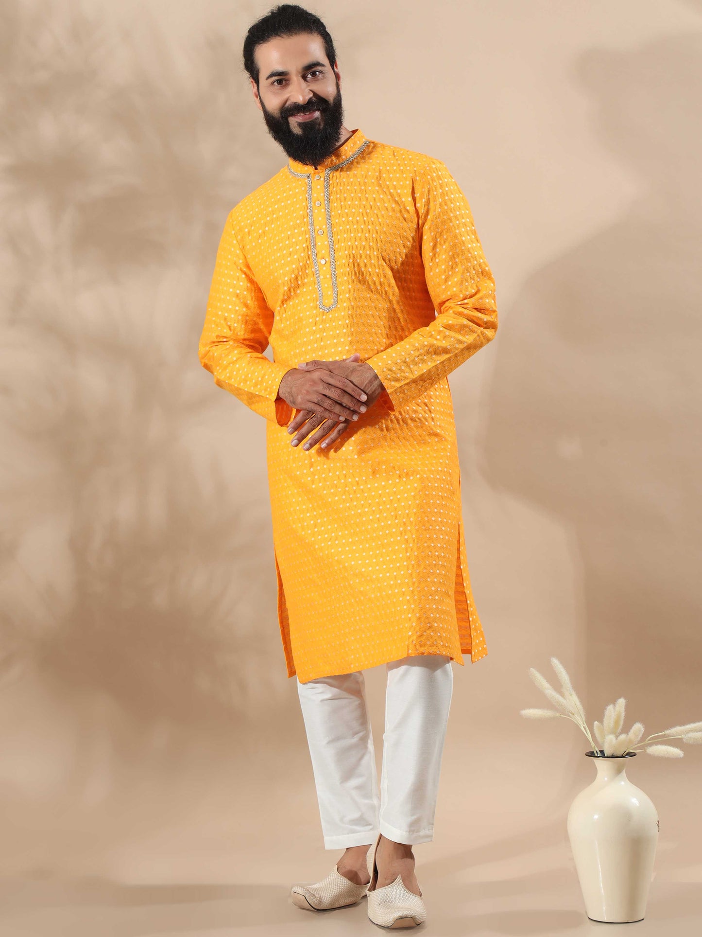 Haldi yellow long kurta for Men