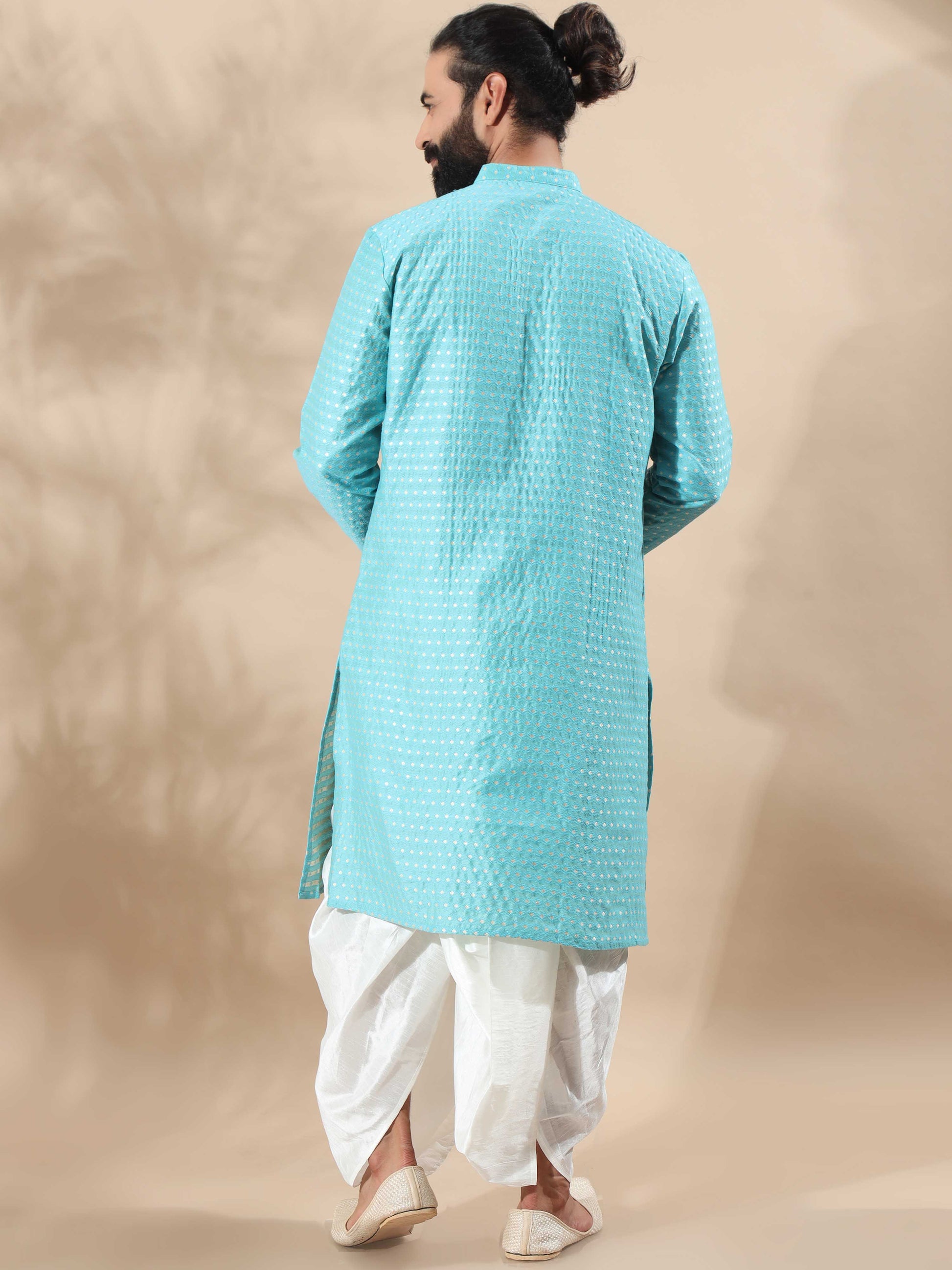 Aqua Blue full sleeve kurta for men