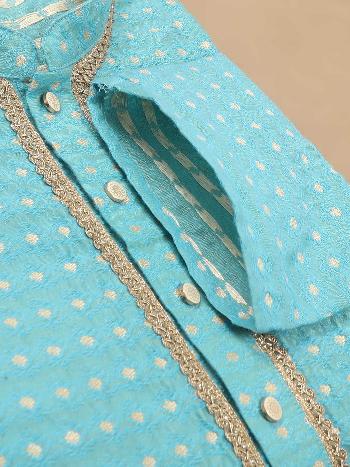 Aqua Blue full sleeve kurta for men