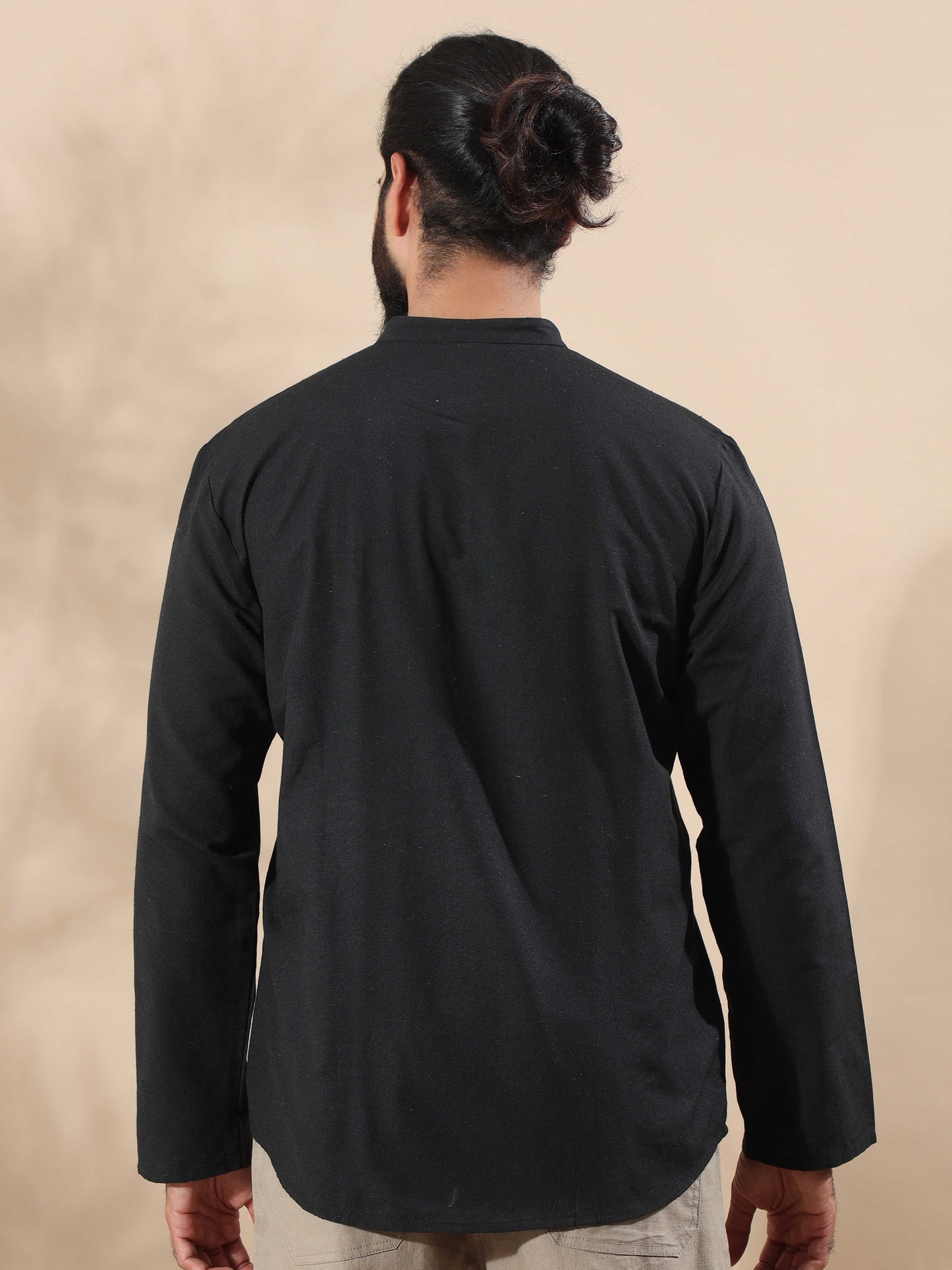 Black short kurta for men