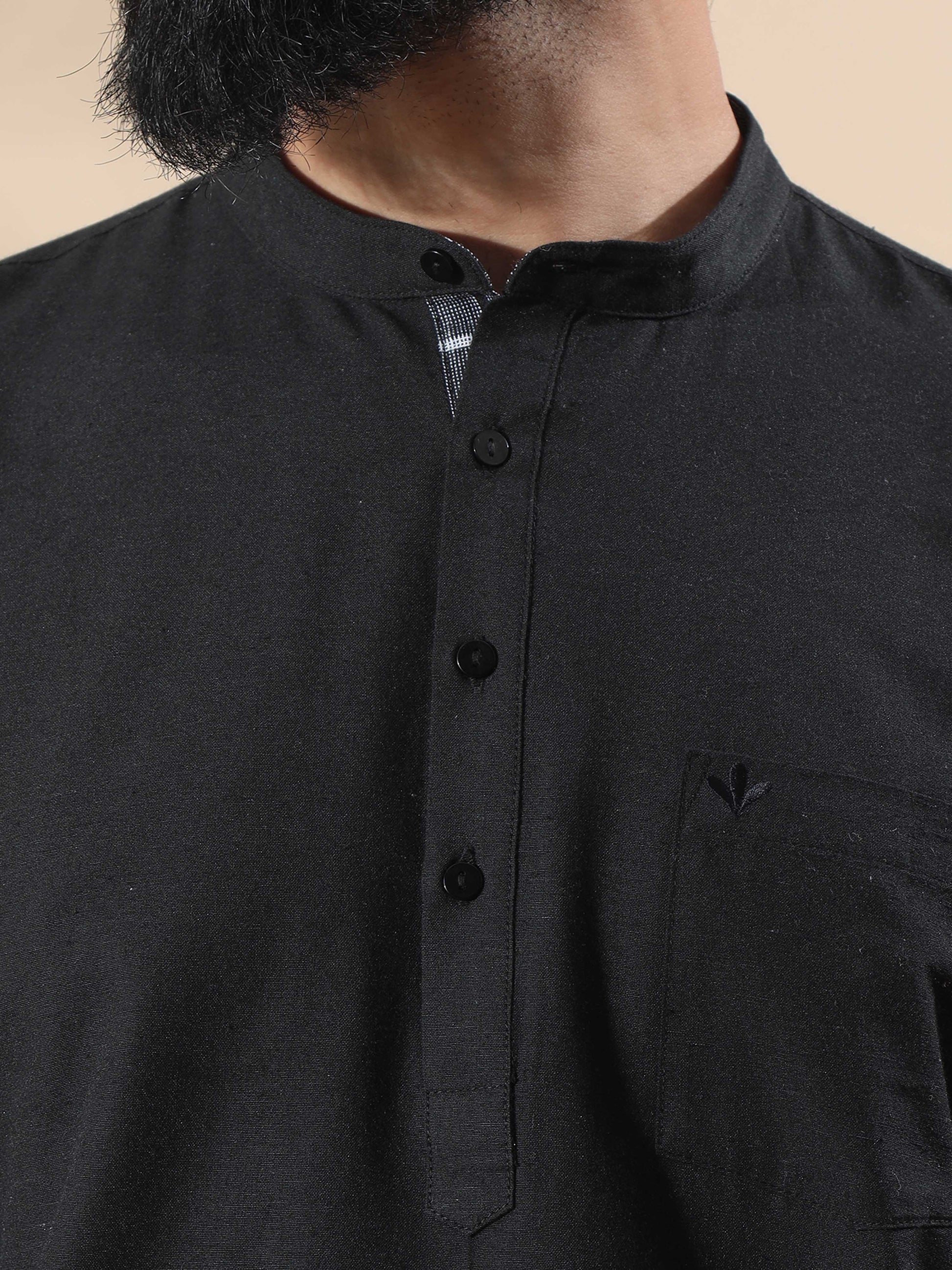 Black short kurta for men