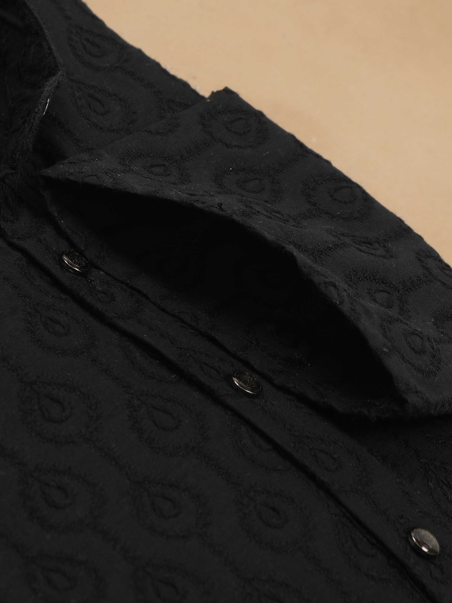 Black Chikankari long kurta for men