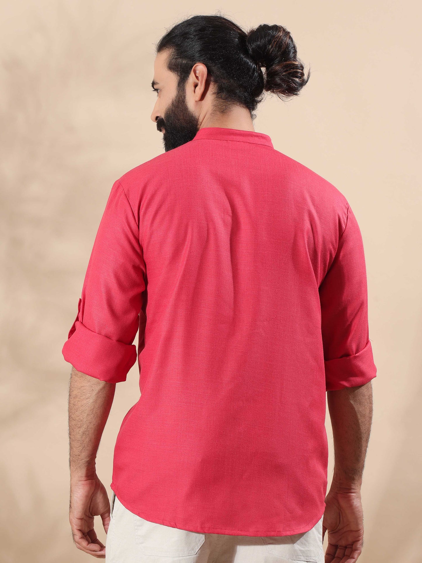 Cherry Red short kurta for men