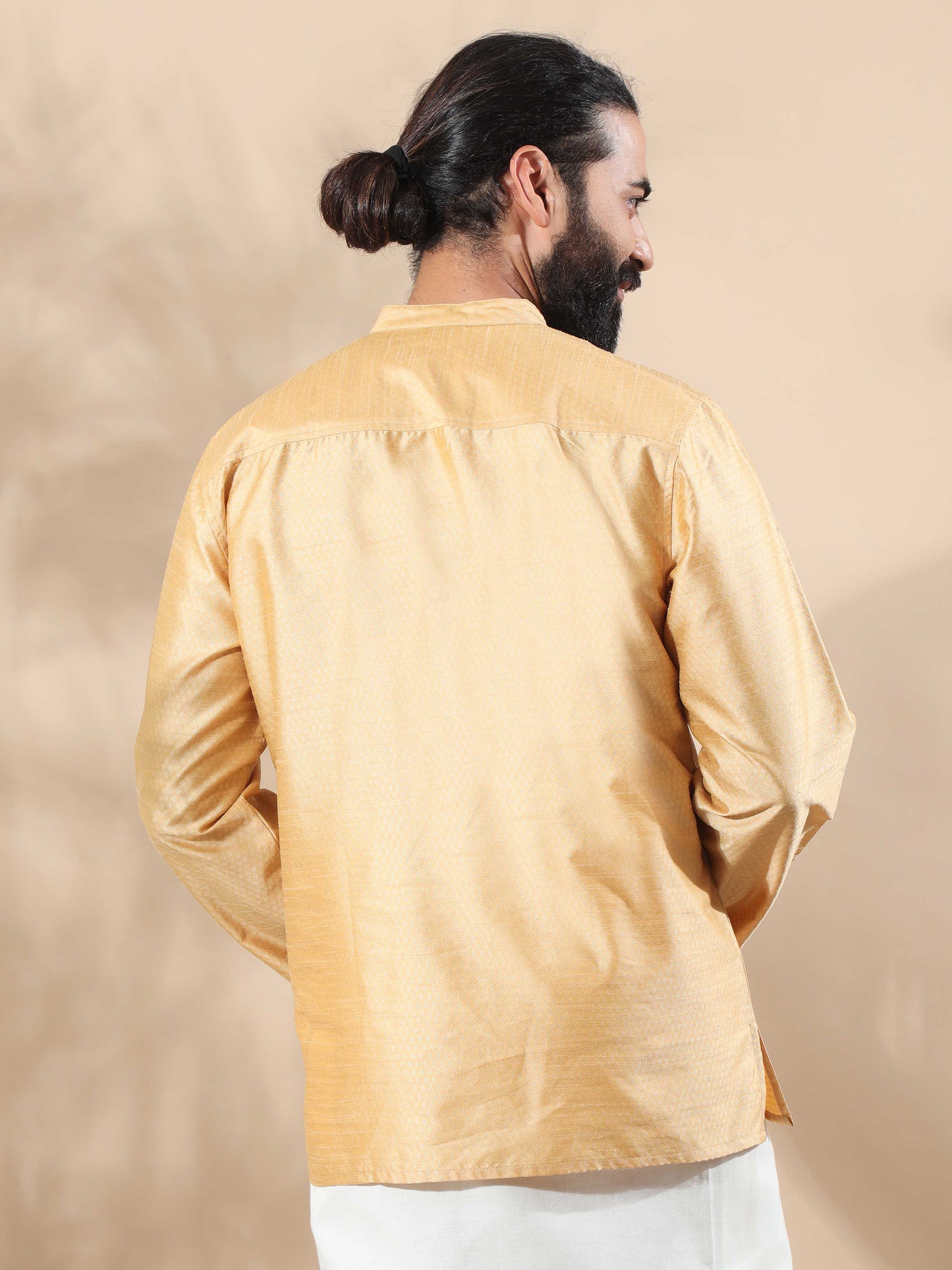 Gold designer short kurta for mens