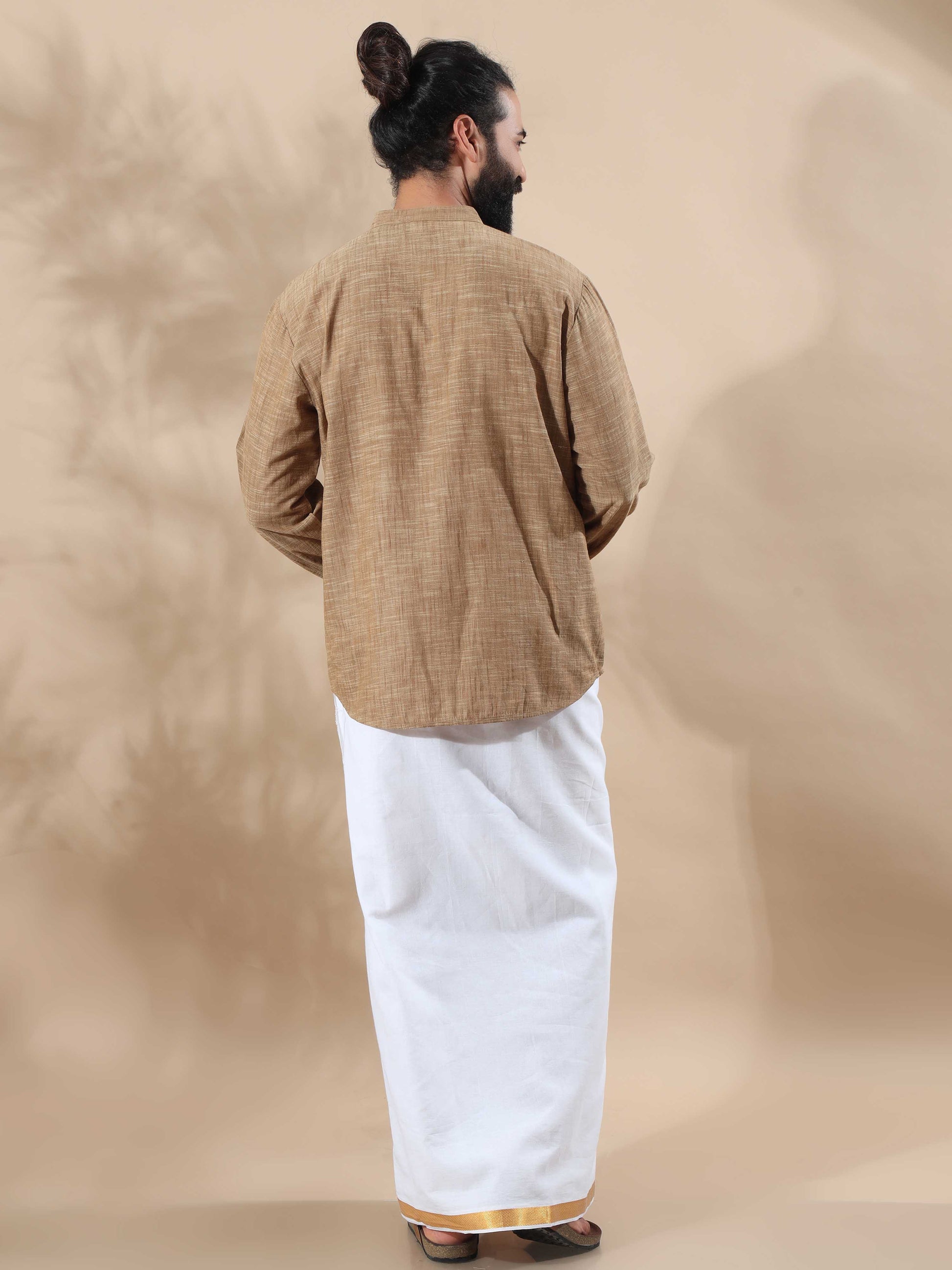 Khadi Grey Cotton short kurta for men