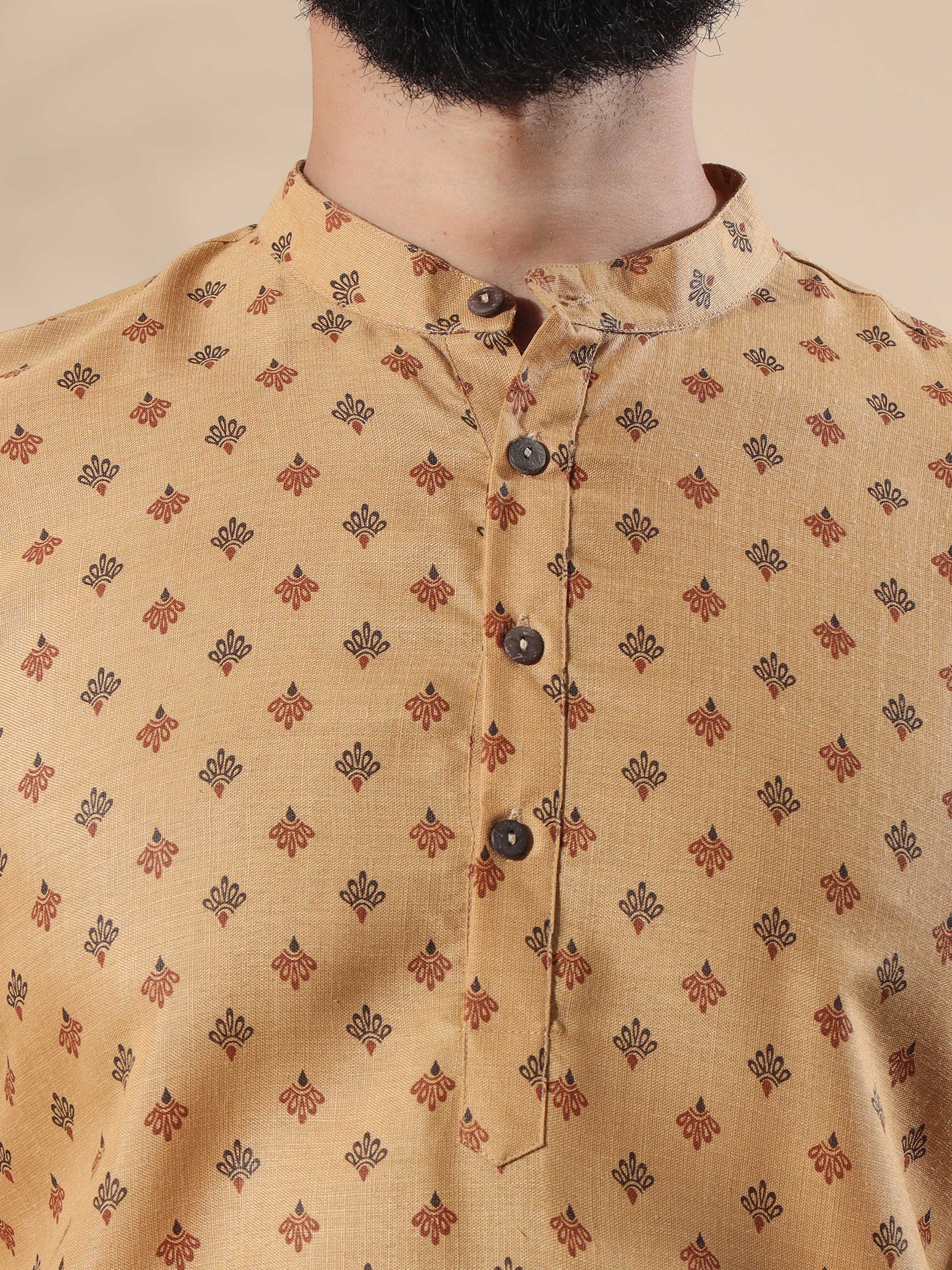 Beige stylish short kurta for men