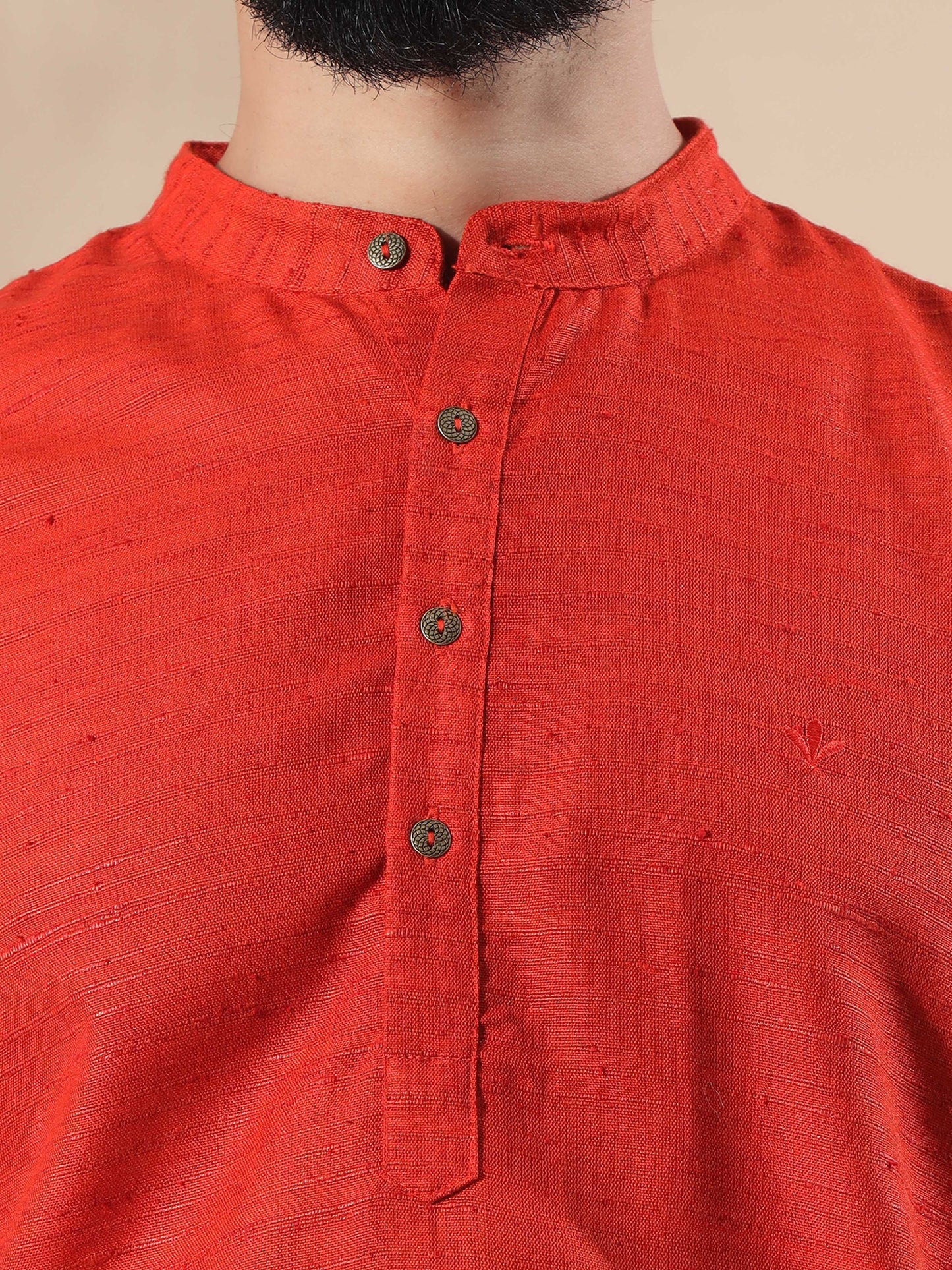 Orange Red short printed kurta