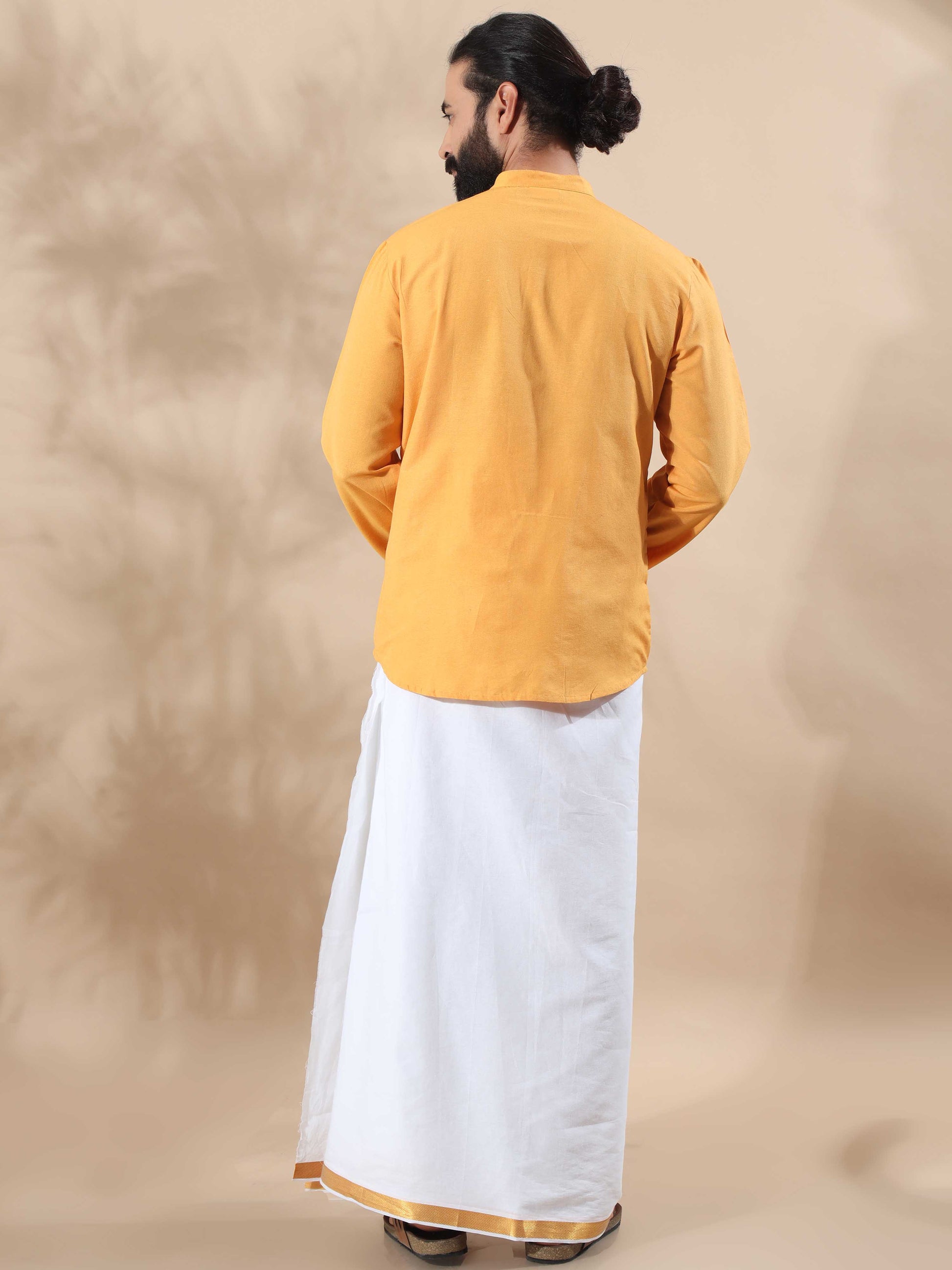 Mustard Yellow short length kurta for mens