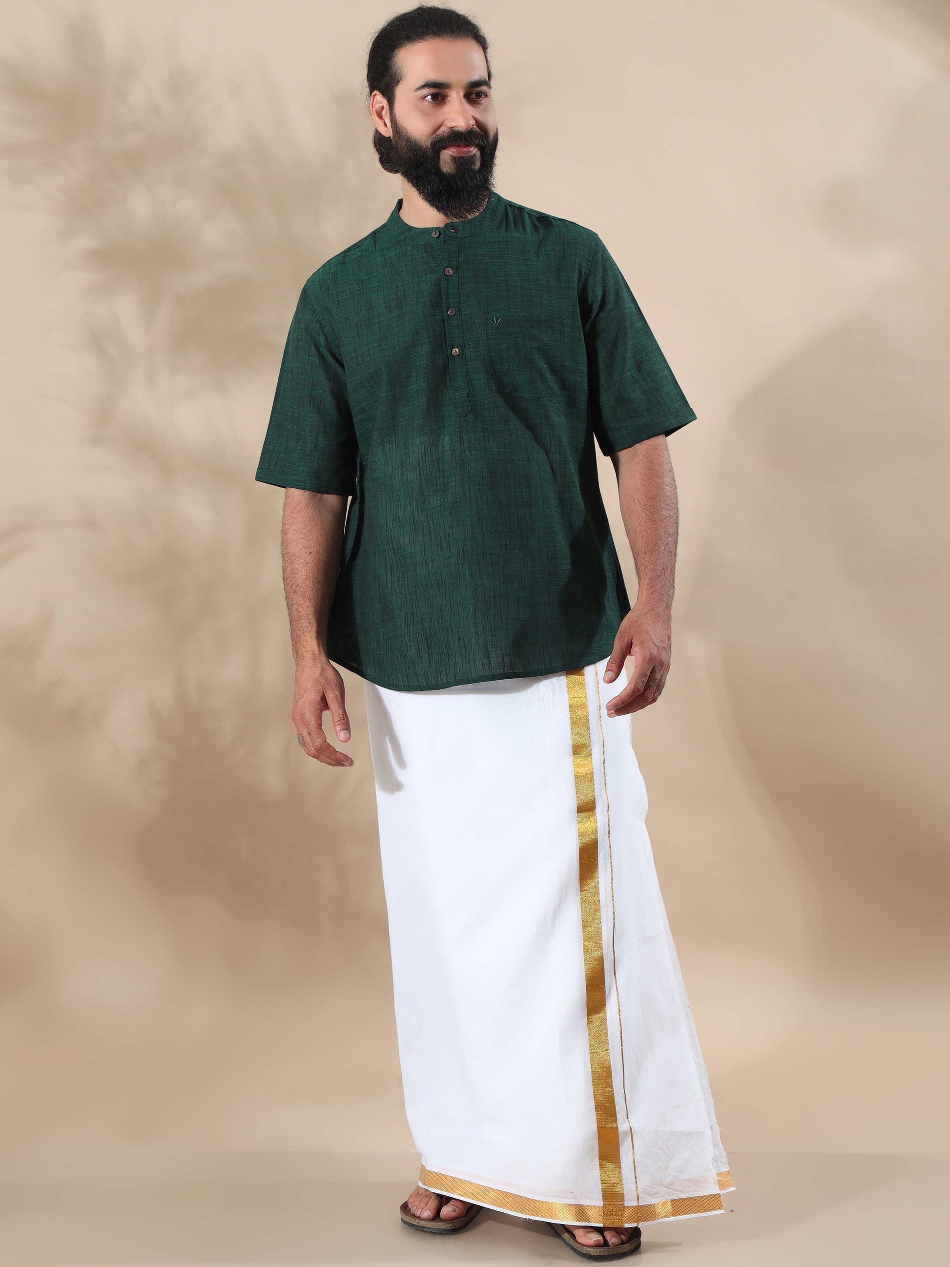 Fern Green Short Kurta for Men