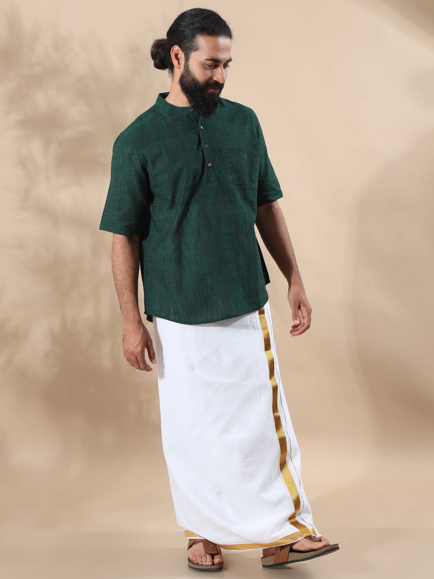 Fern Green Short Kurta for Men