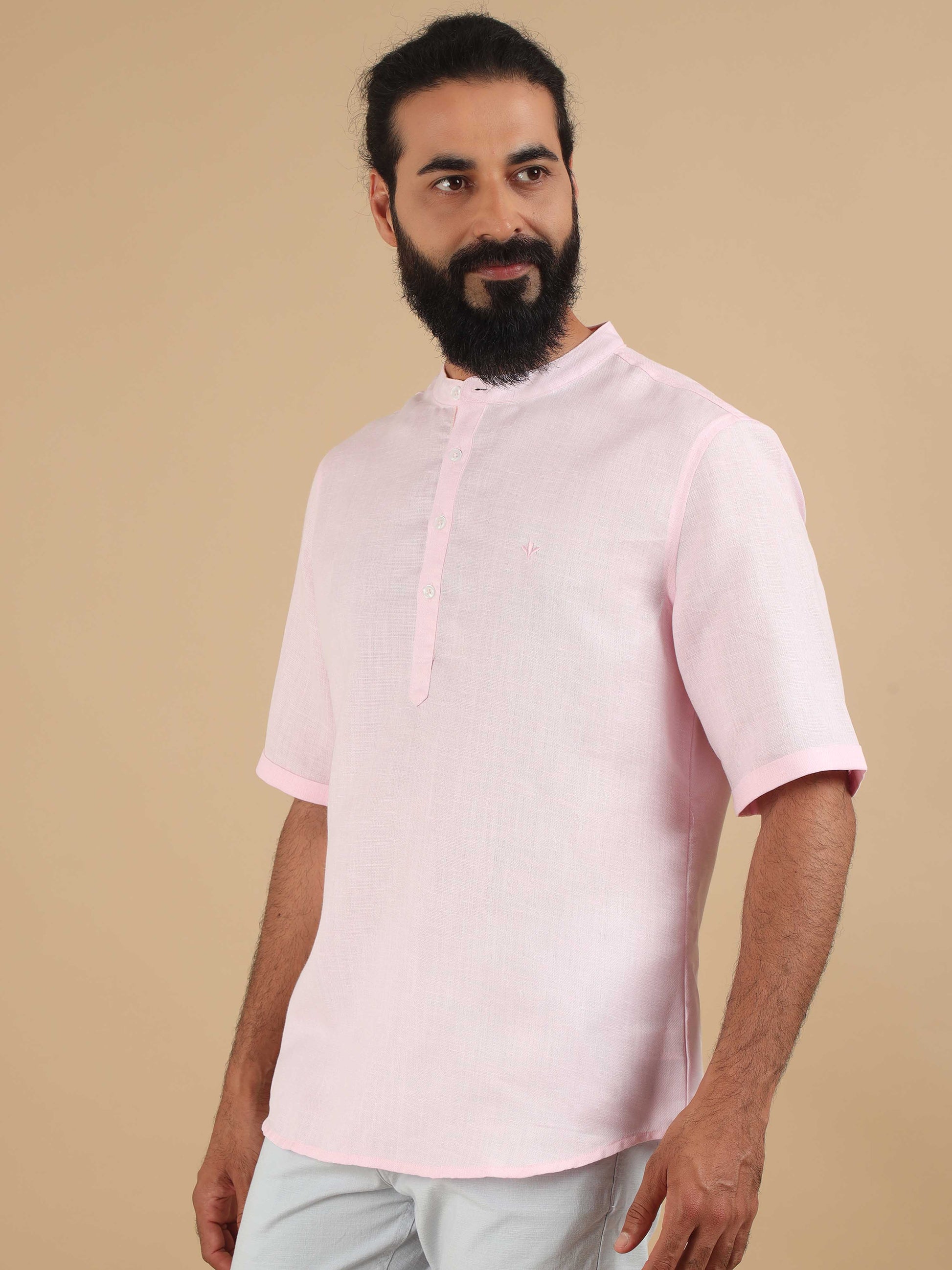 Baby Pink Short kurta For Men