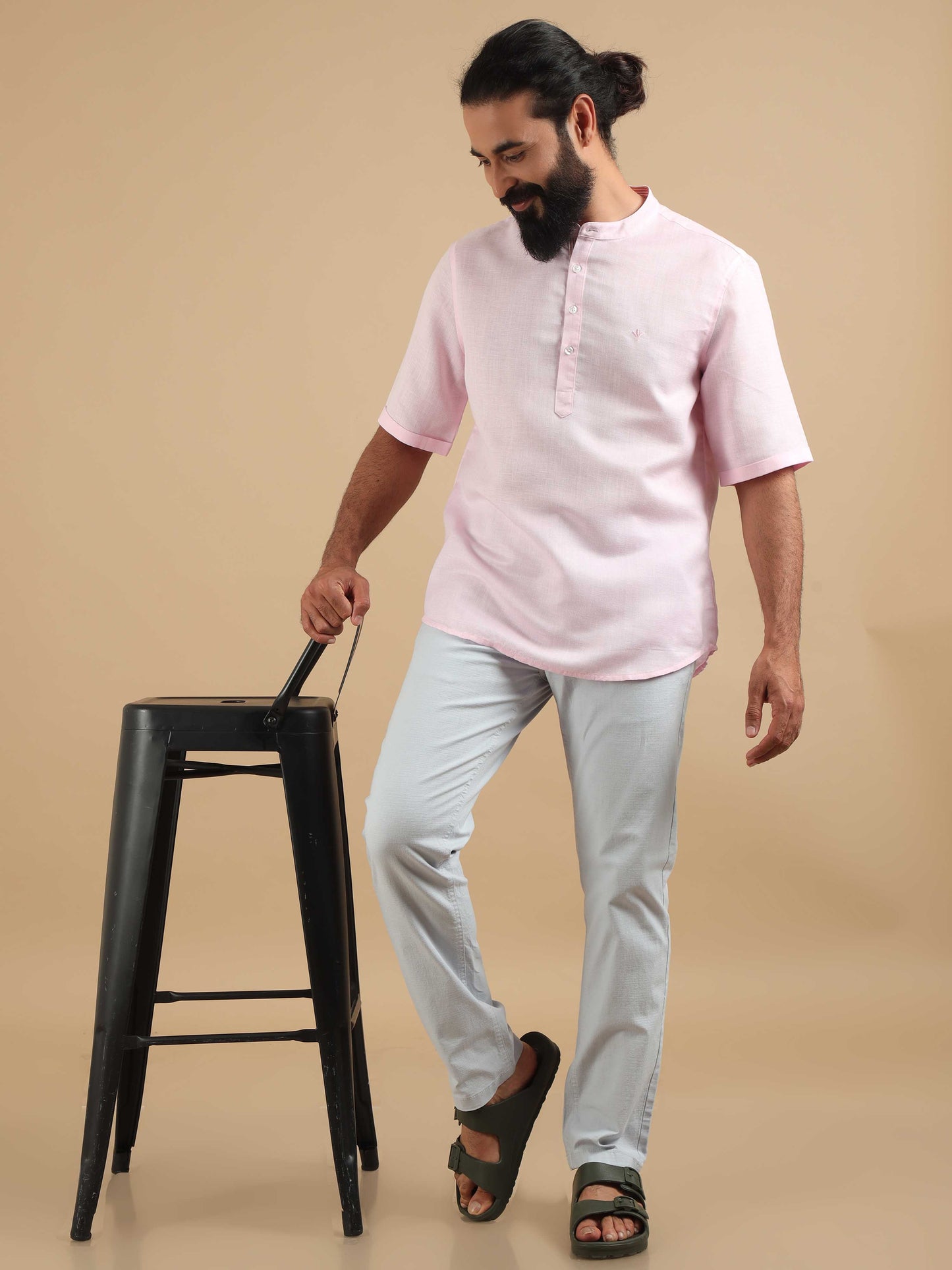 Baby Pink Short kurta For Men