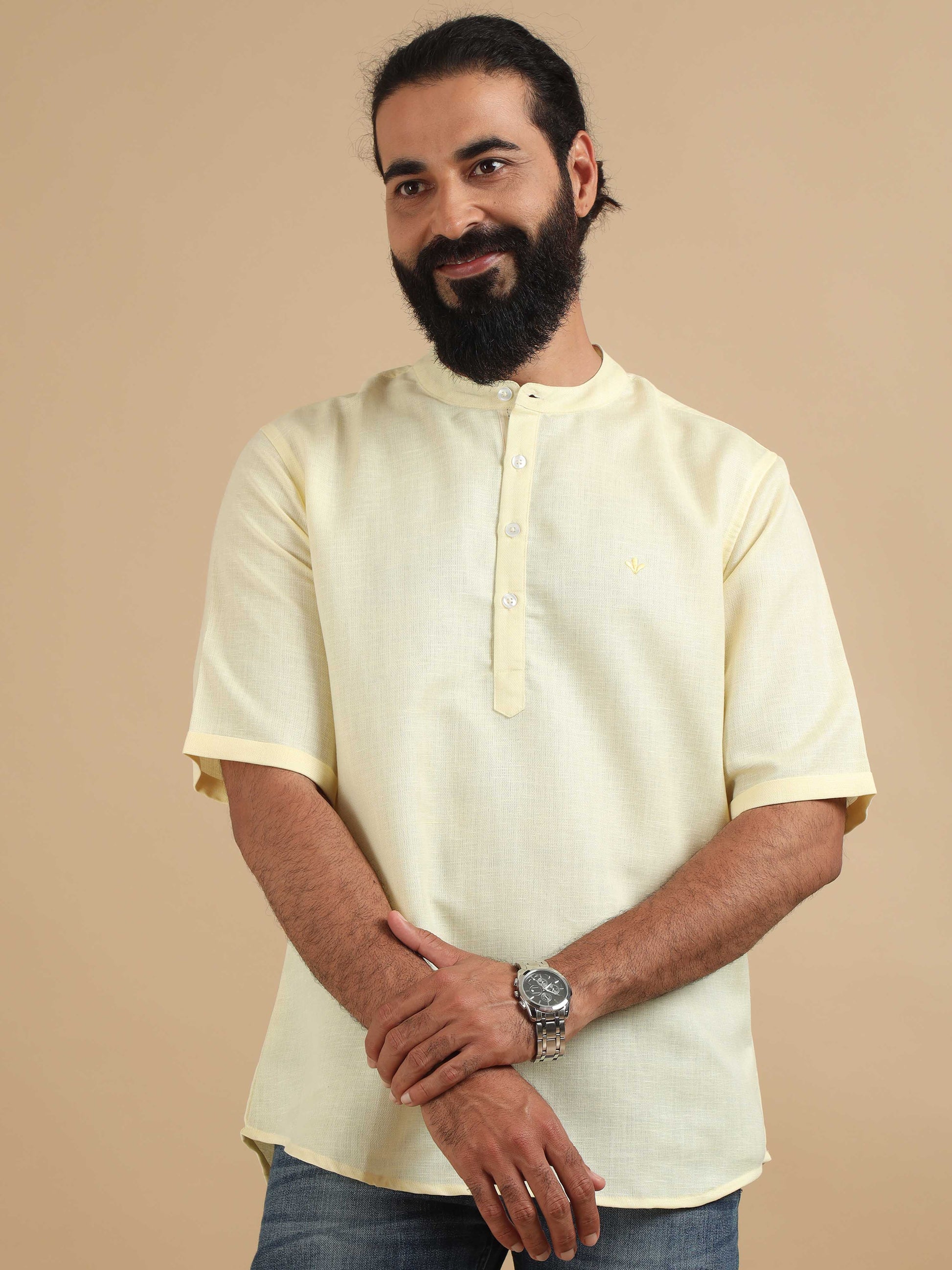 Cream Short Kurta for Men