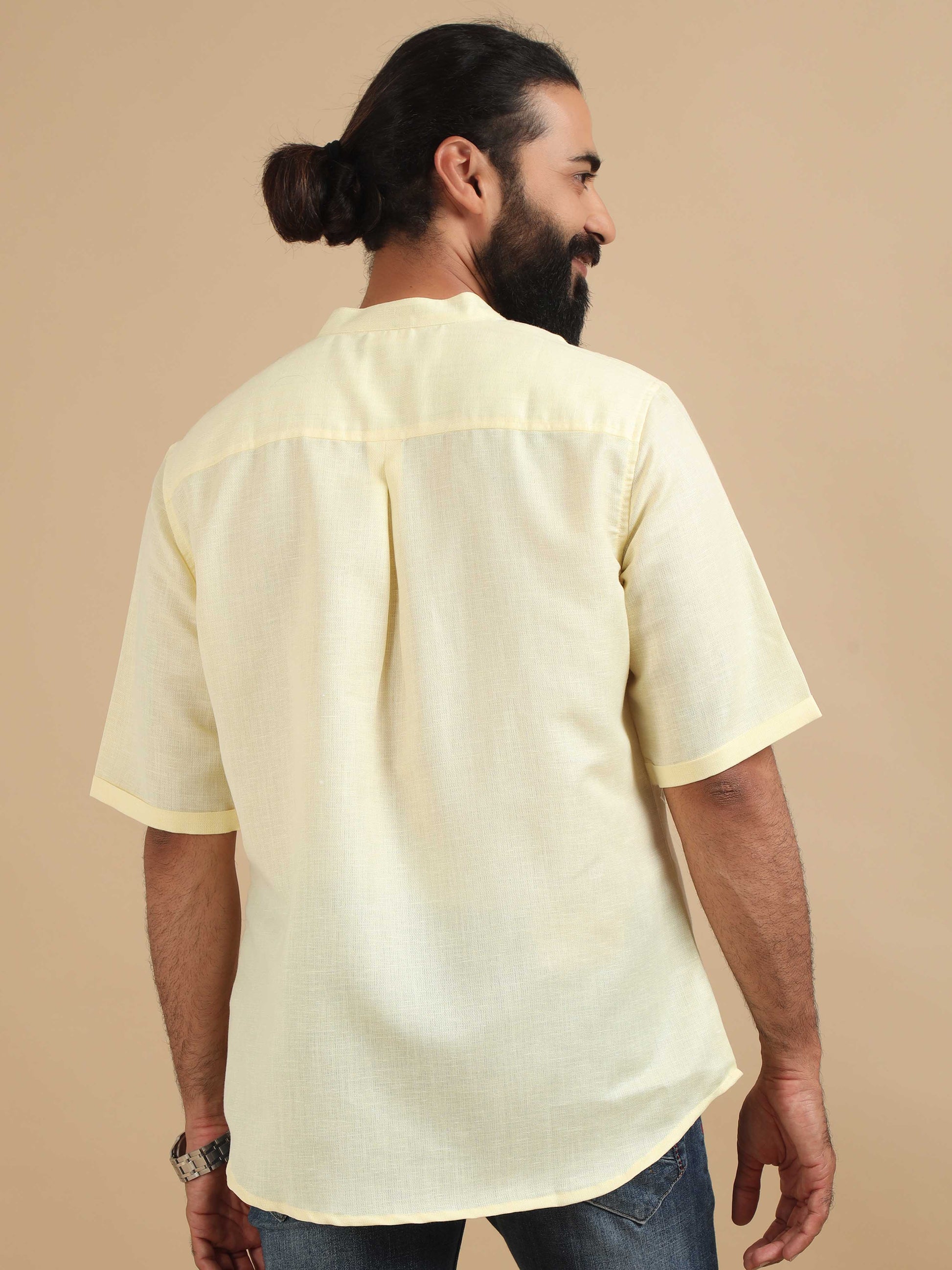 Cream Short Kurta for Men