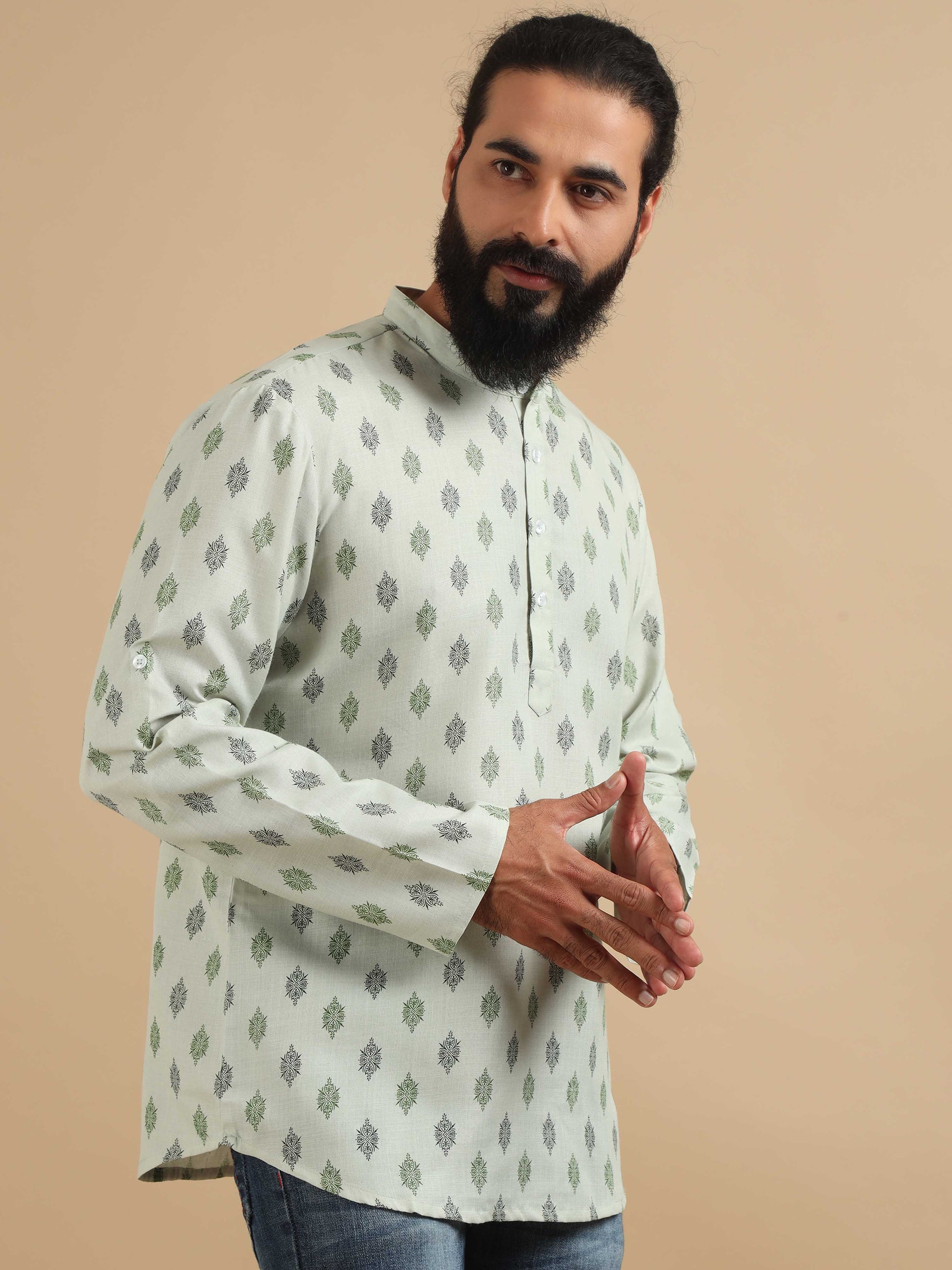 Pista Green latest kurta design for men