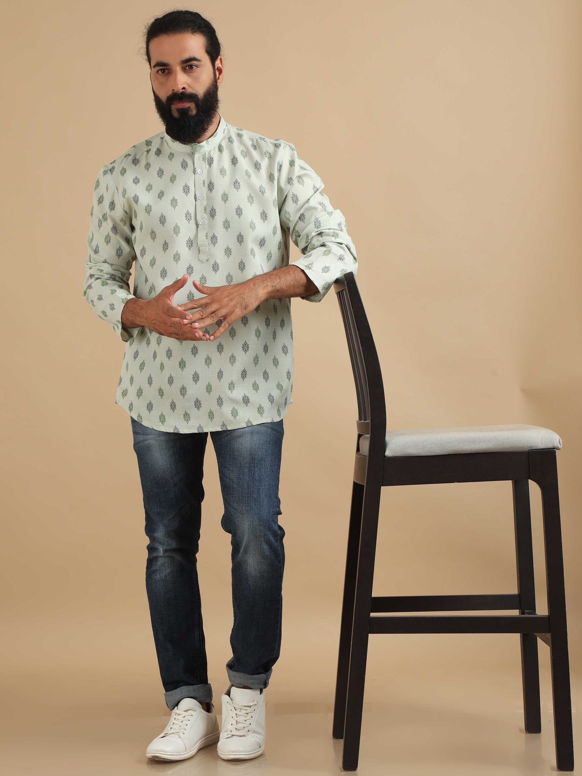 Pista Green latest kurta design for men