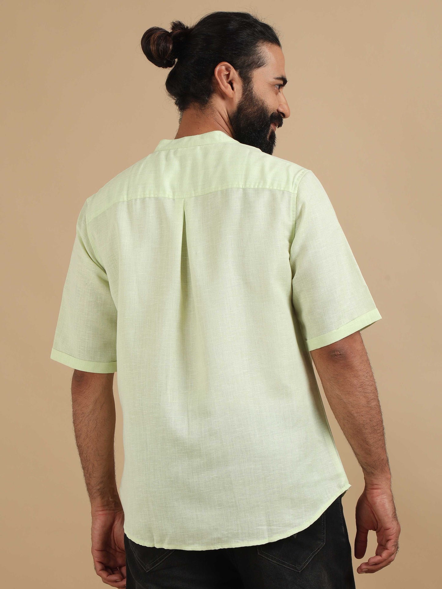 Pista Green half kurta for men