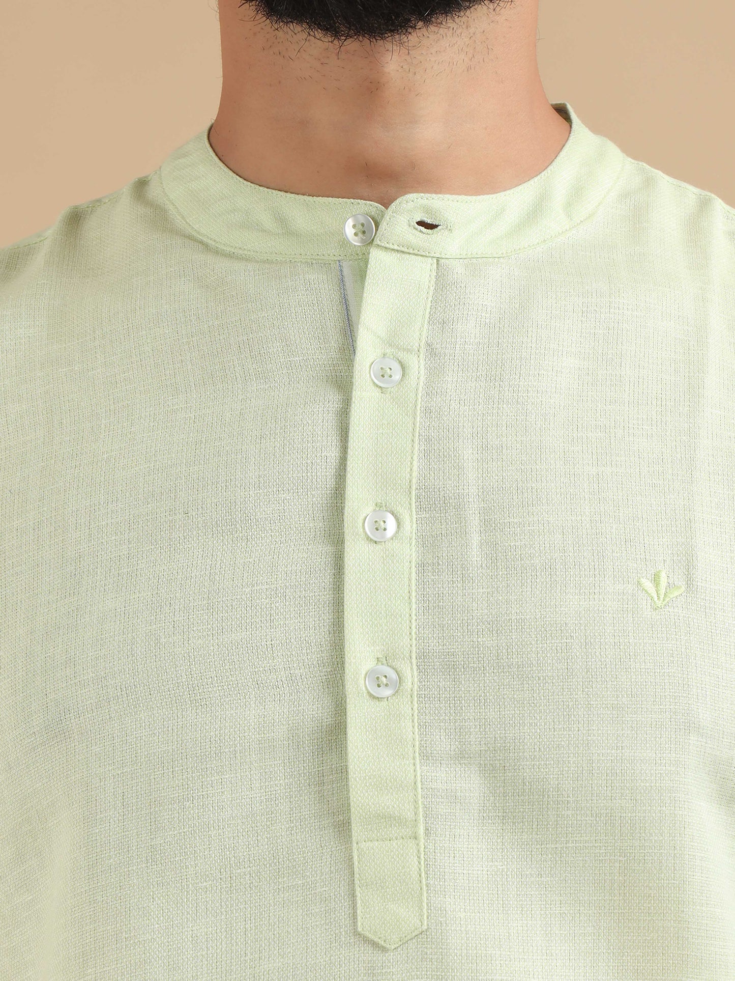 Pista Green half kurta for men