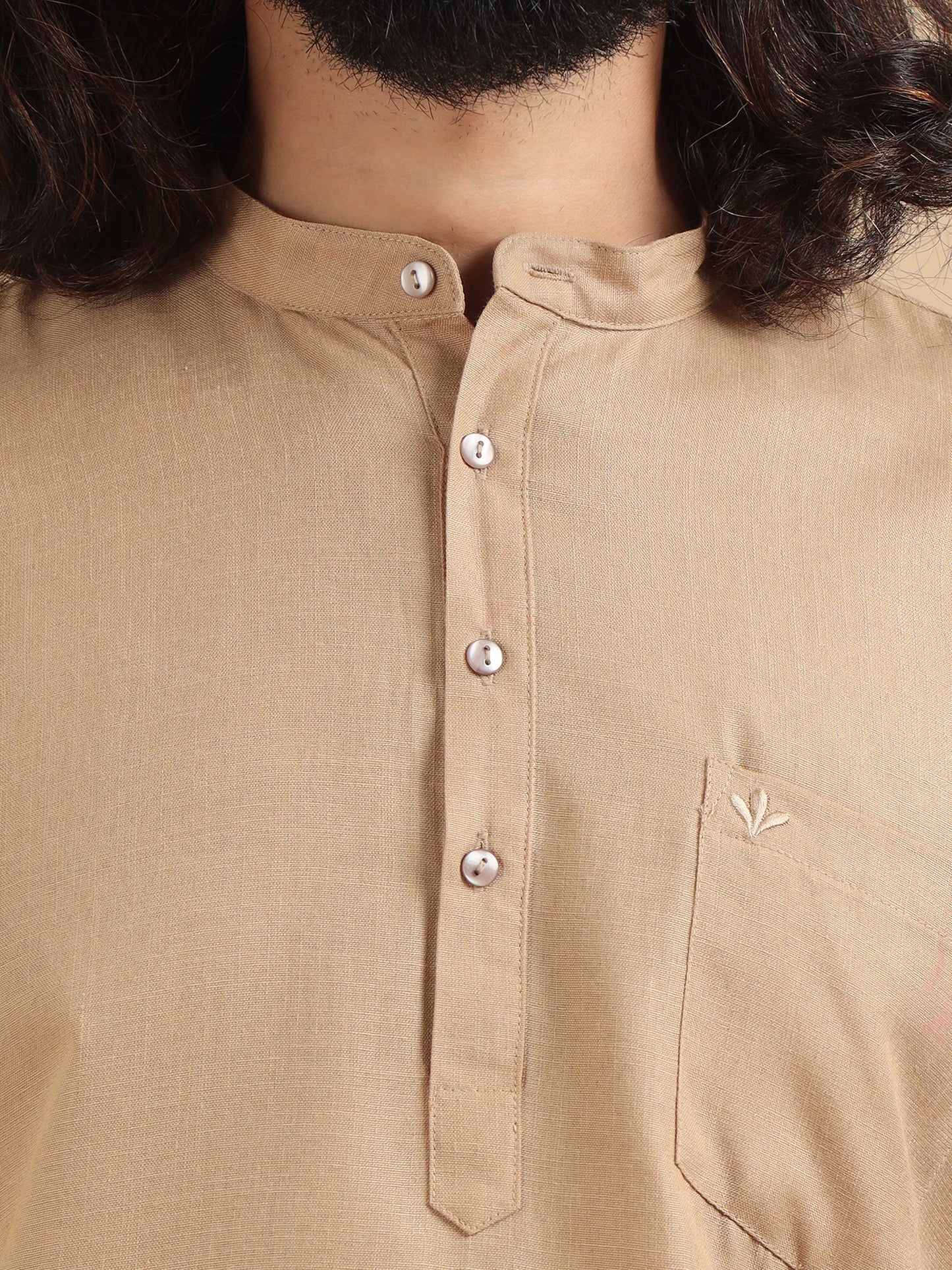 Beige Short Kurta Full Sleeve