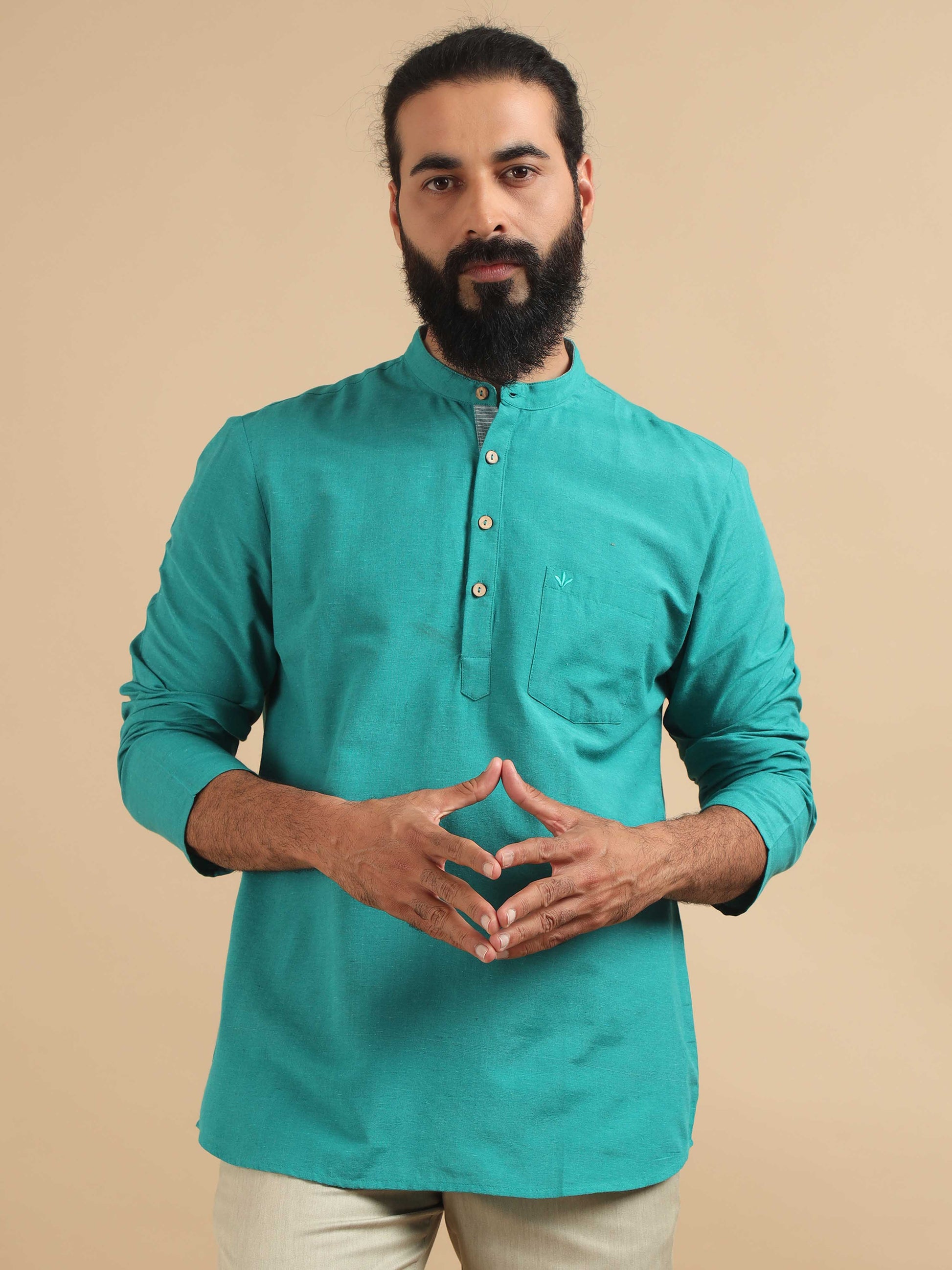  Blue Short Kurta Full Sleeve