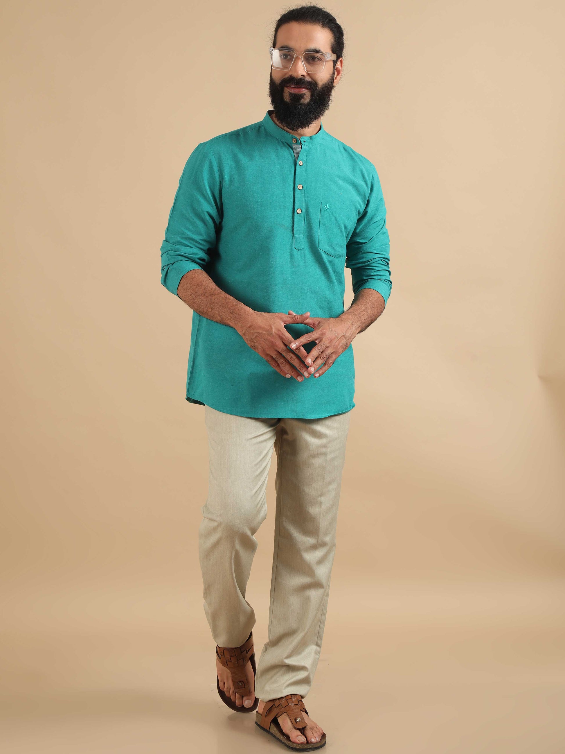  Blue Short Kurta Full Sleeve