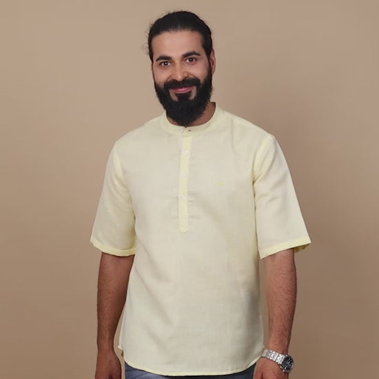 Cream Short Kurta for Men