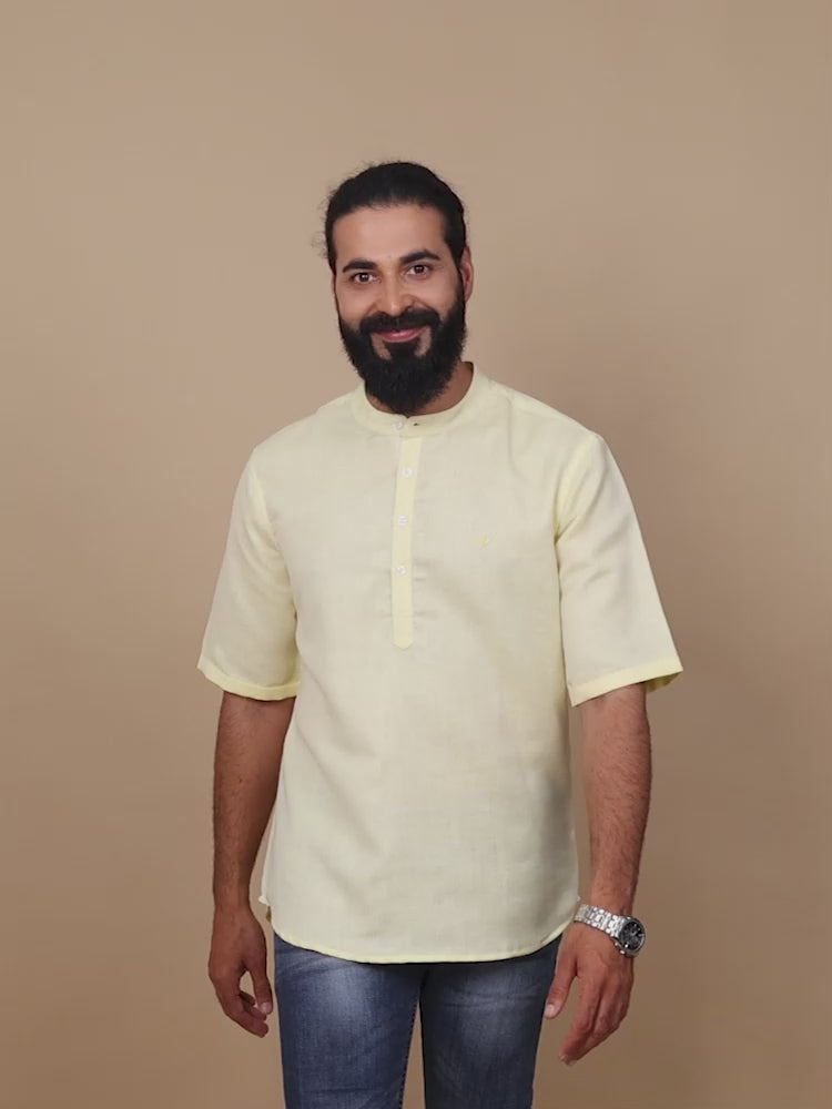 Cream Short Kurta for Men