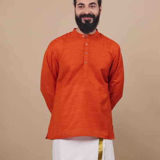 Orange Red short printed kurta