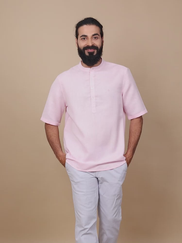 Baby Pink Short kurta For Men