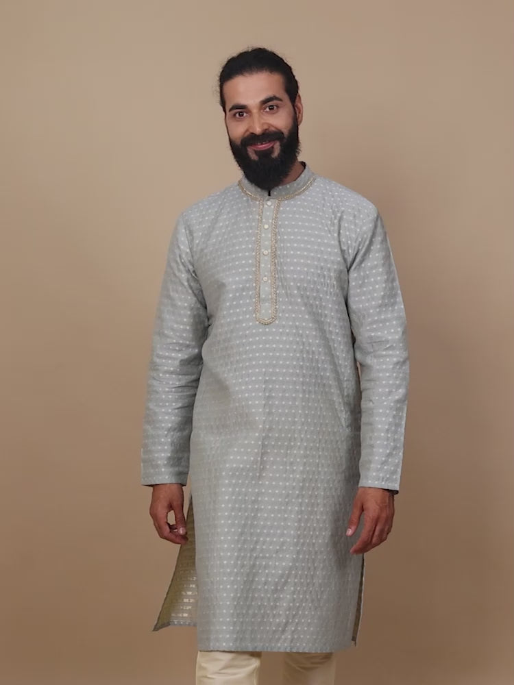 Cement Grey mandarin collar kurta men's